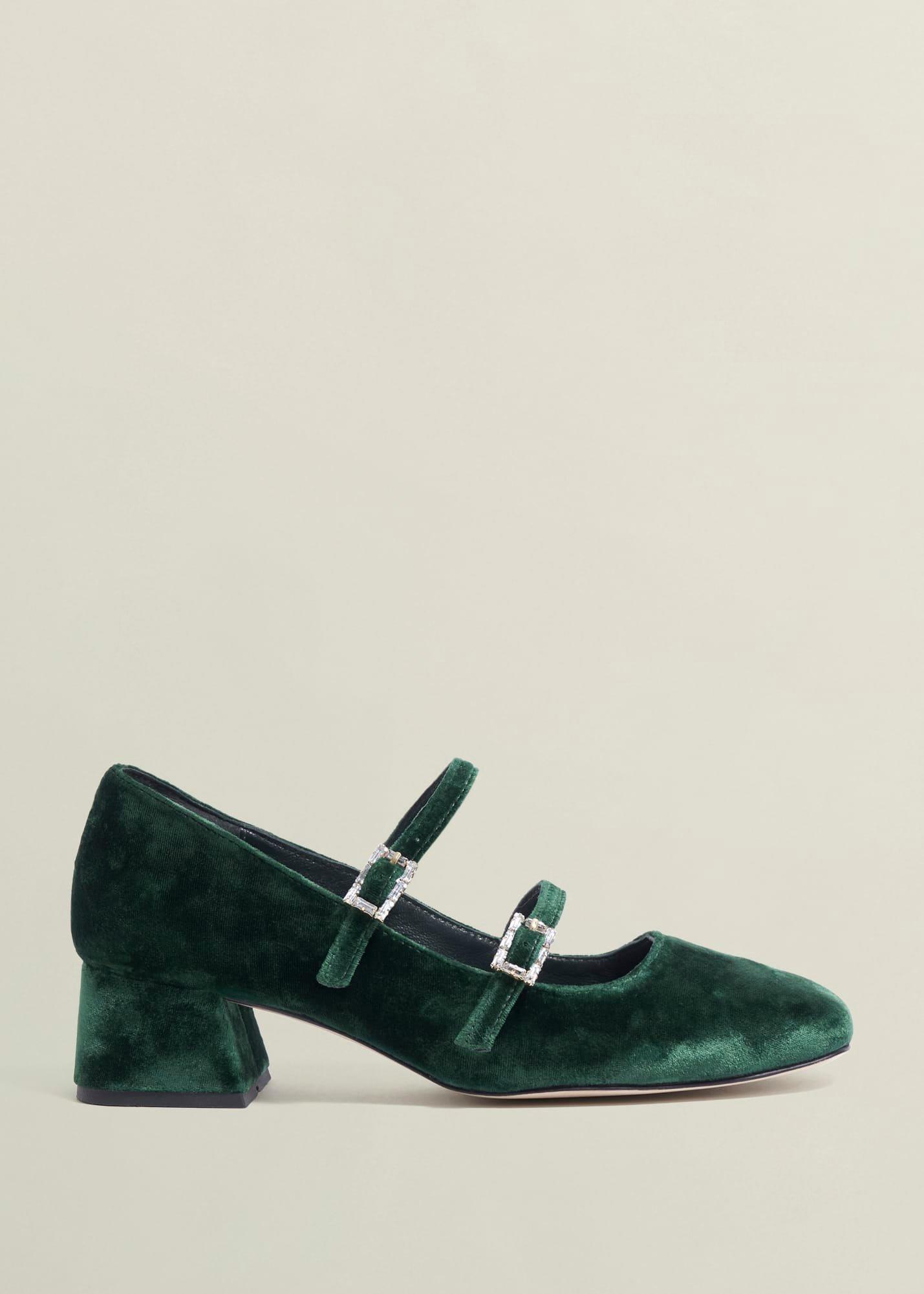 Rosaleen Velvet Heeled Mary Janes
