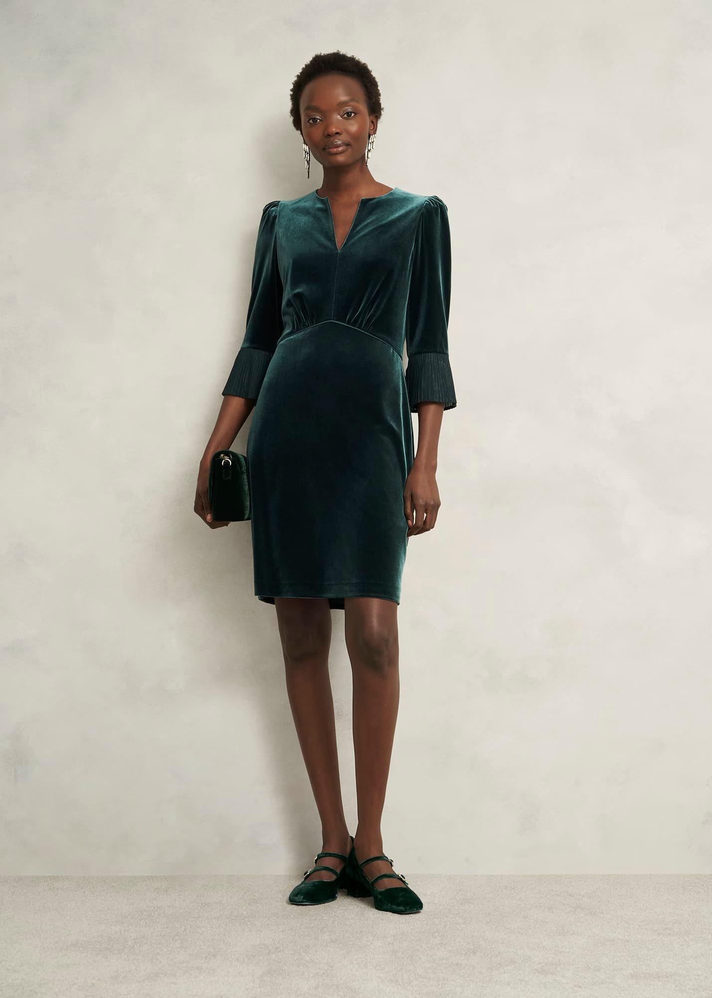 Rosaleen Velvet Heeled Mary Janes, Ponderosa Green, hi-res