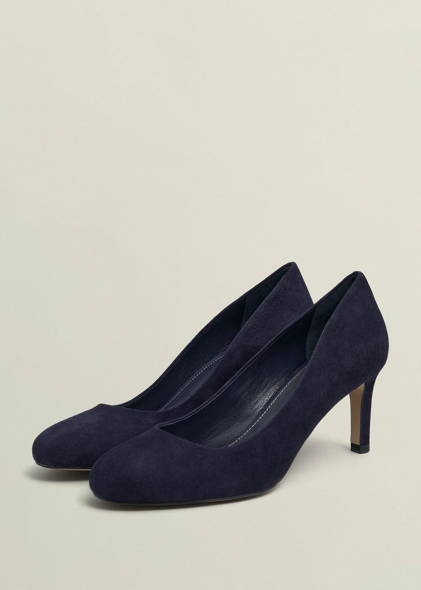 Lizzie Suede Court Shoes, Midnight Navy, hi-res