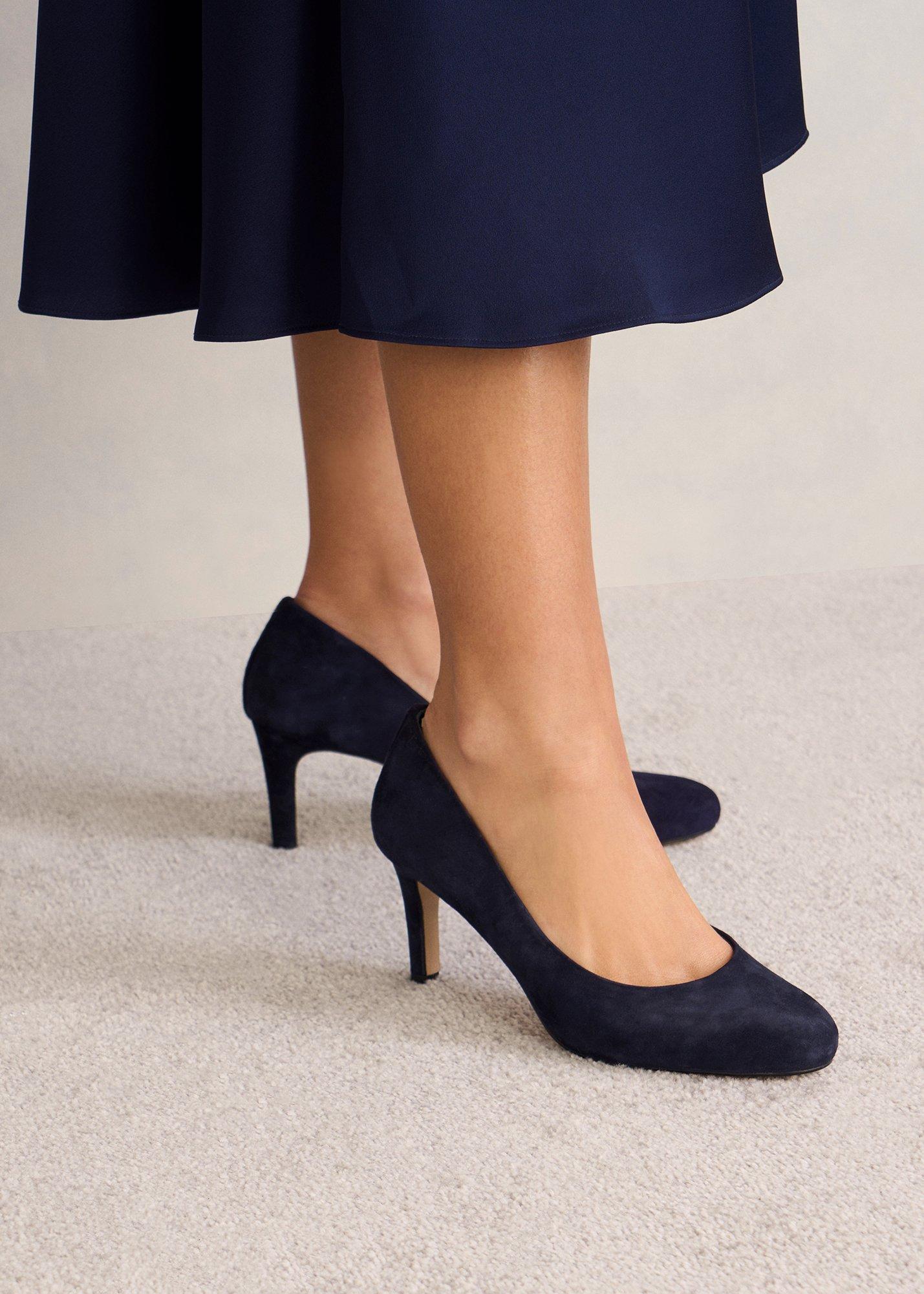 Lizzie Suede Court Shoes, Midnight Navy, hi-res