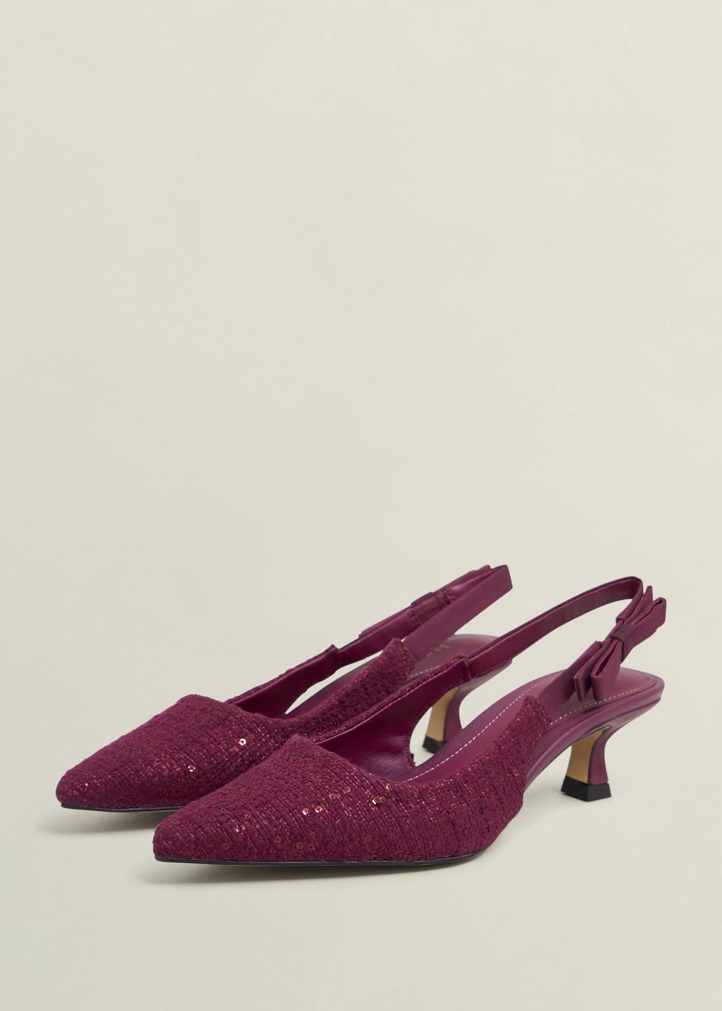 Safia Tweed Slingbacks, Warm Plum, hi-res