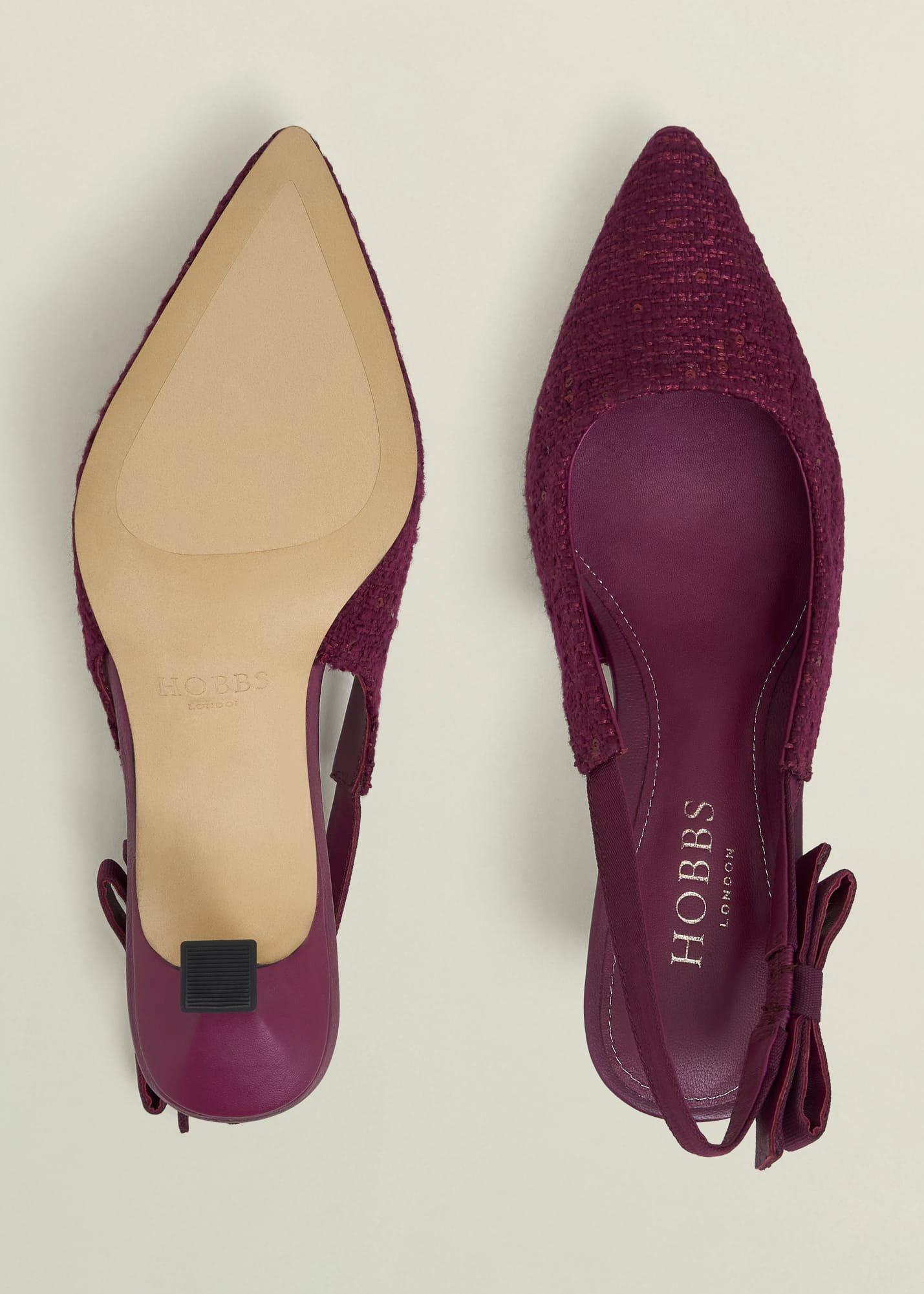 Safia Tweed Slingbacks, Warm Plum, hi-res