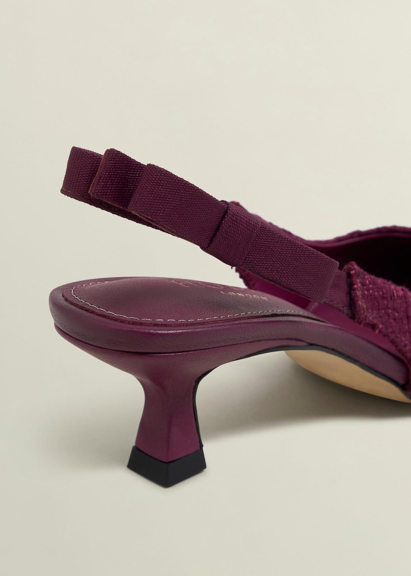Safia Tweed Slingbacks, Warm Plum, hi-res