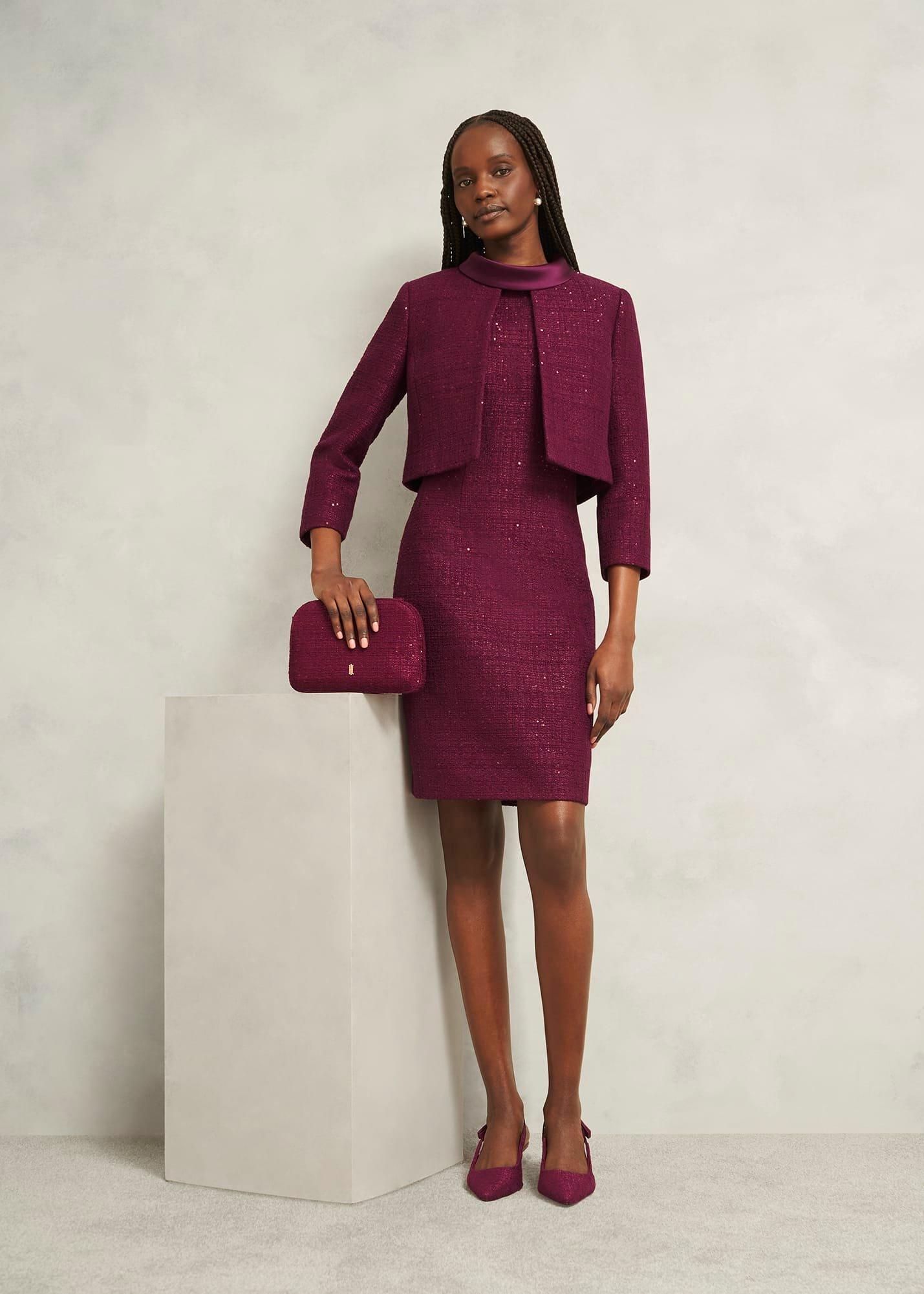 Safia Tweed Slingbacks, Warm Plum, hi-res