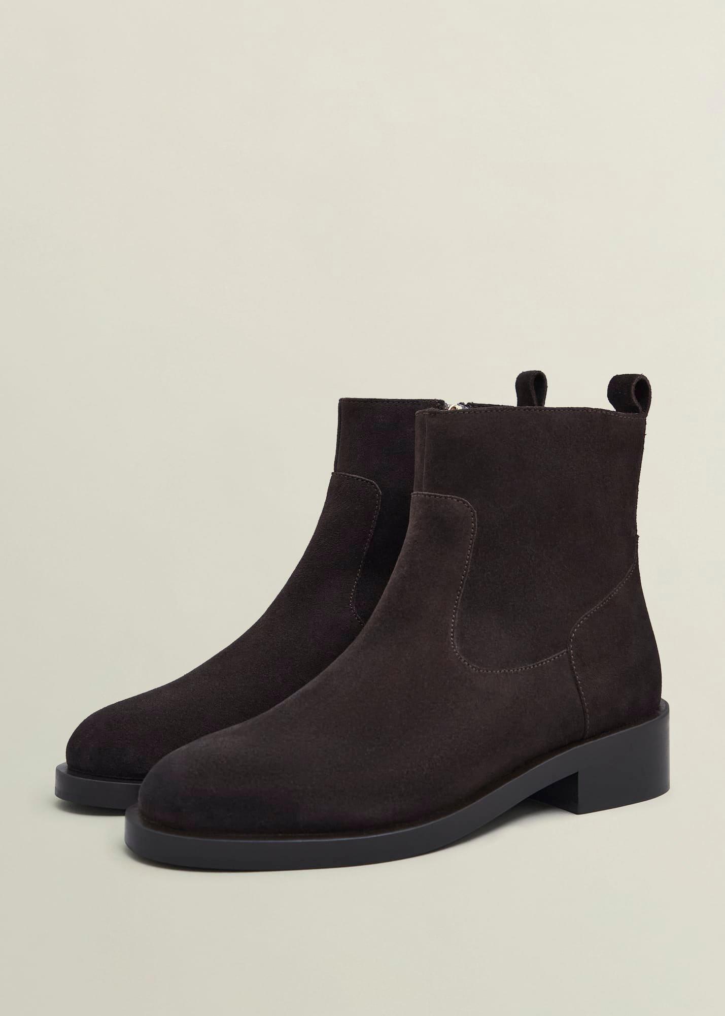 Georgie Suede Ankle Boots, Chocolate Brown, hi-res