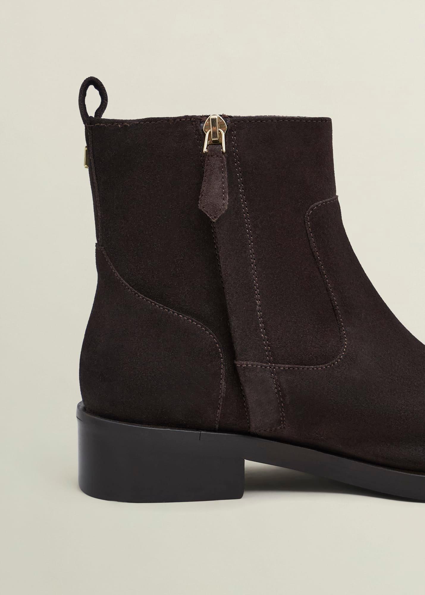 Georgie Suede Ankle Boots, Chocolate Brown, hi-res