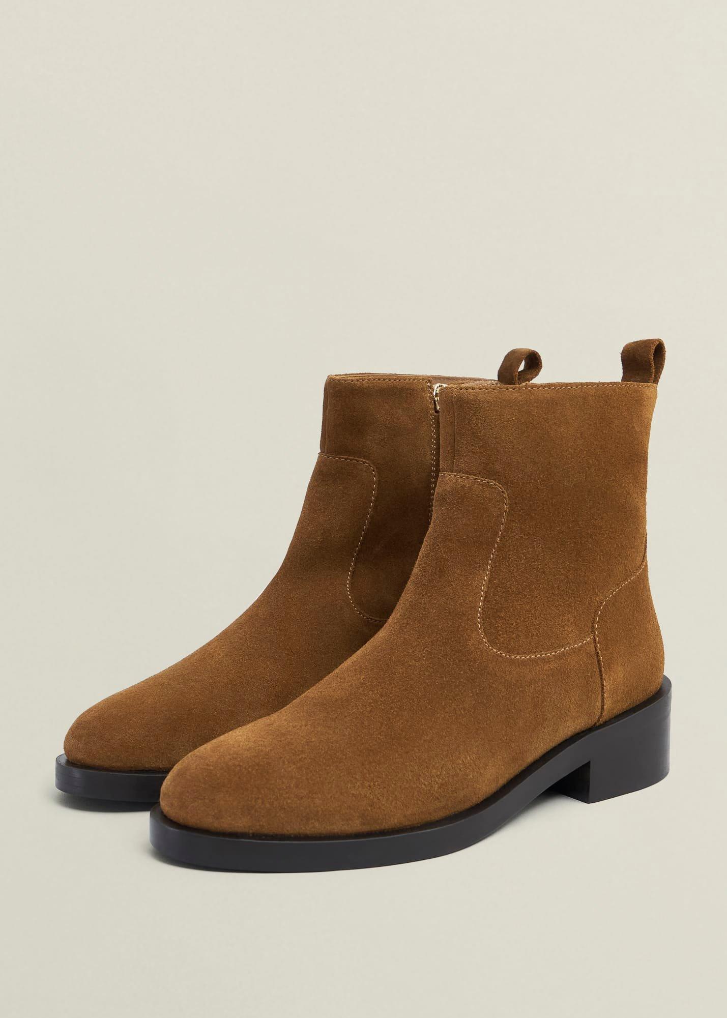 Georgie Suede Ankle Boots, Tan, hi-res