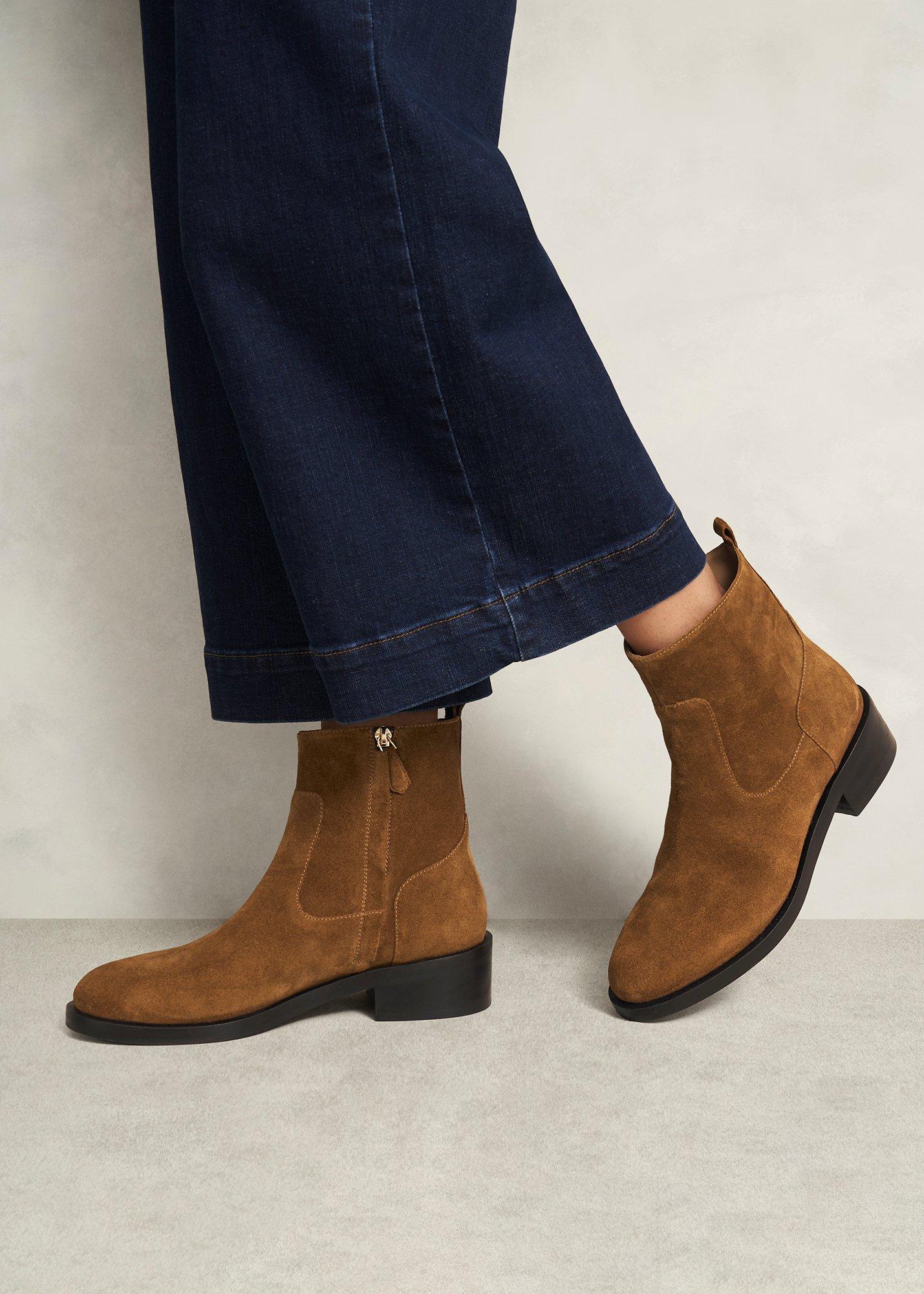Georgie Suede Ankle Boots, Tan, hi-res