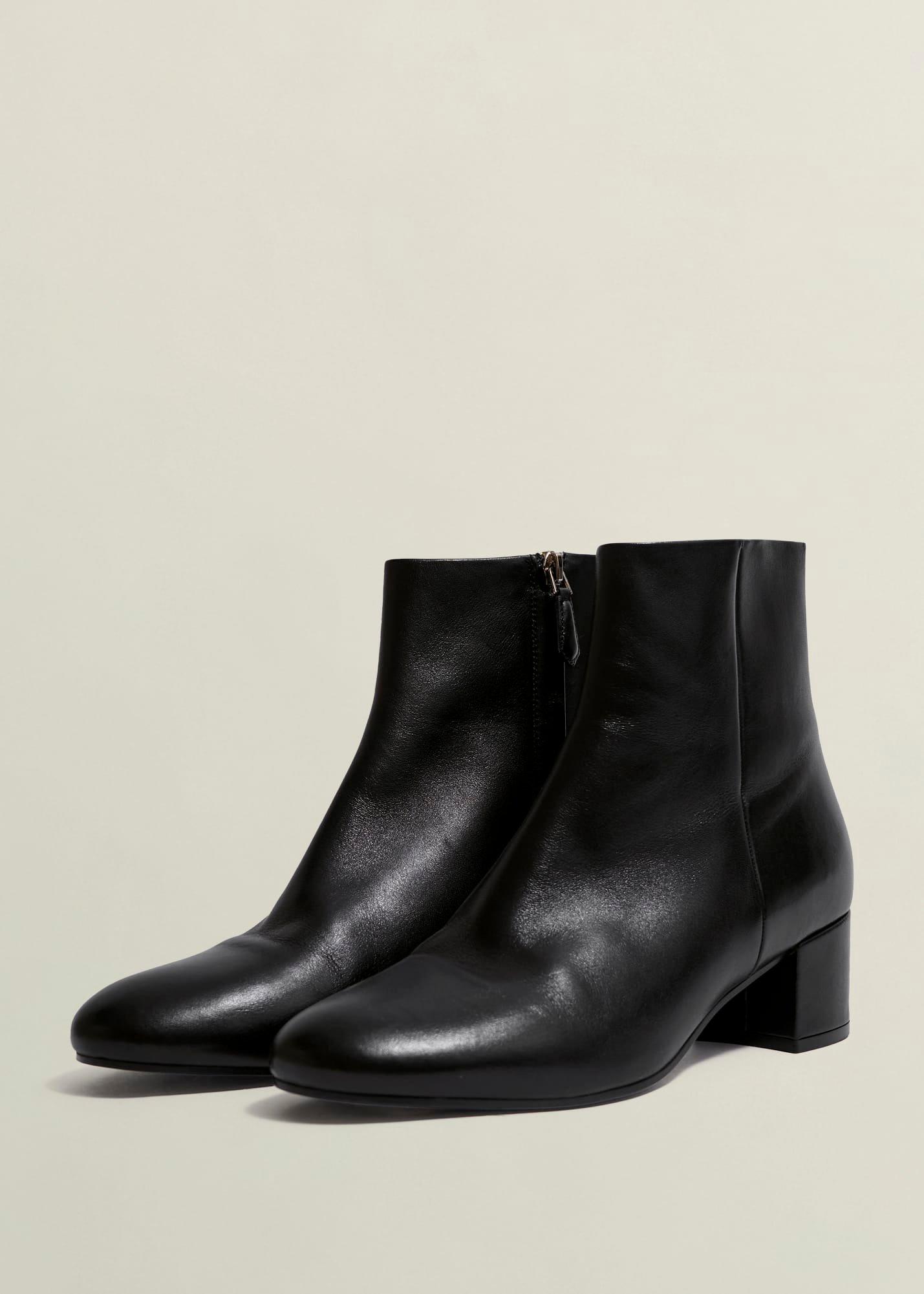 Evelyn Leather Ankle Boots, Black, hi-res