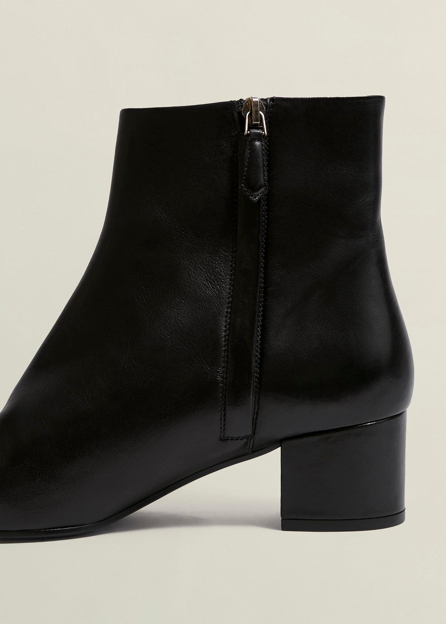 Evelyn Leather Ankle Boots, Black, hi-res