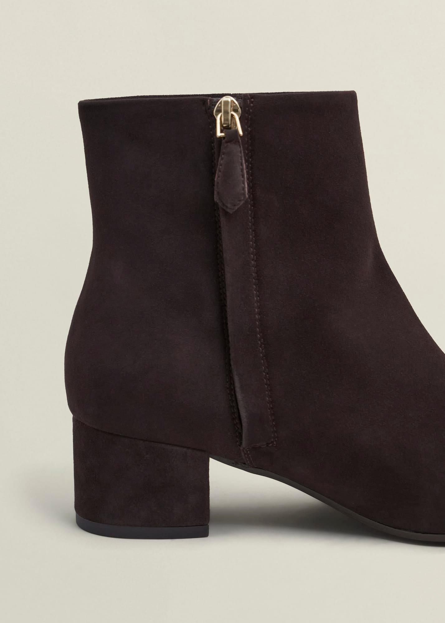 Evelyn Suede Ankle Boots, Chocolate Brown, hi-res