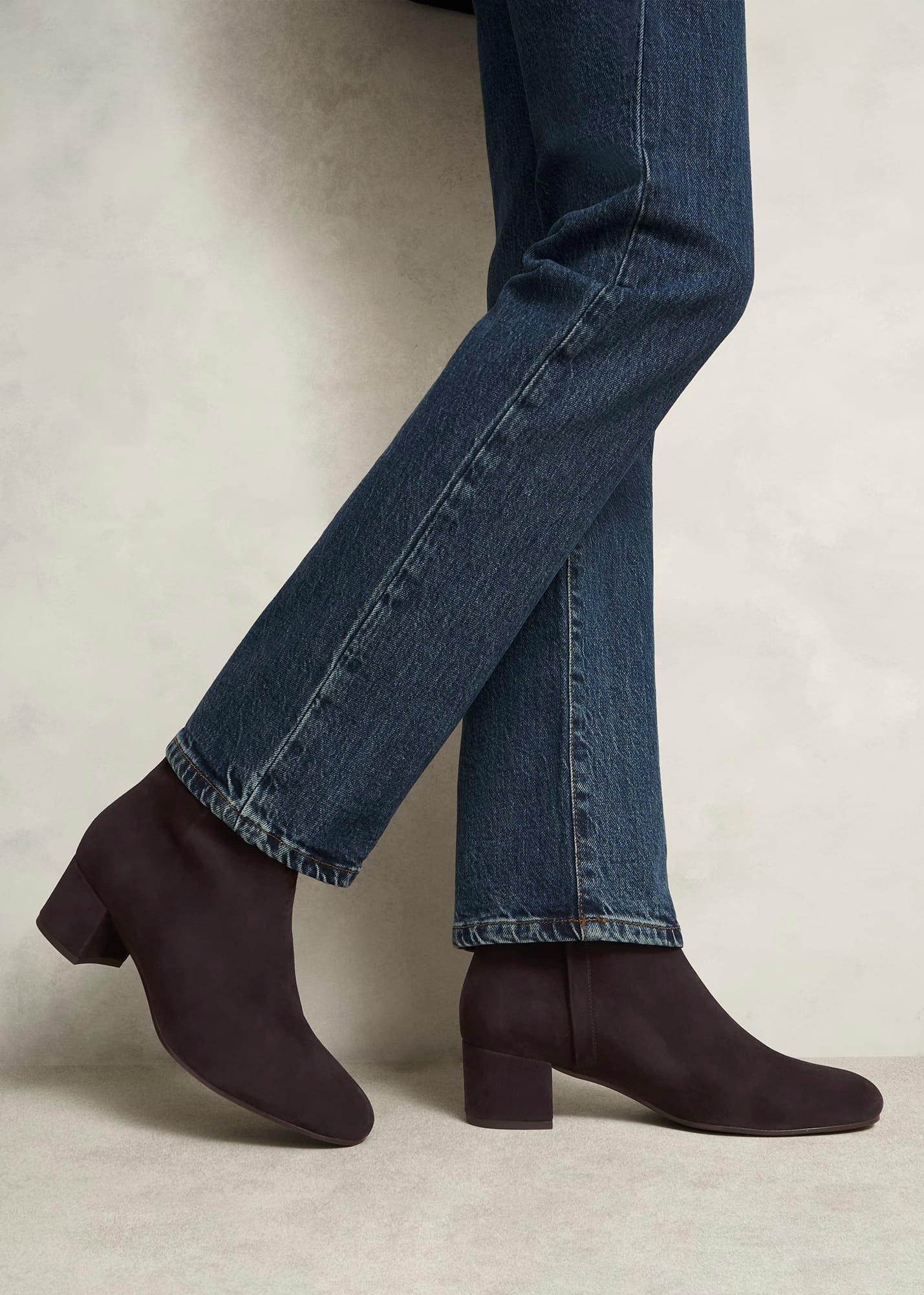 Evelyn Suede Ankle Boots, Chocolate Brown, hi-res