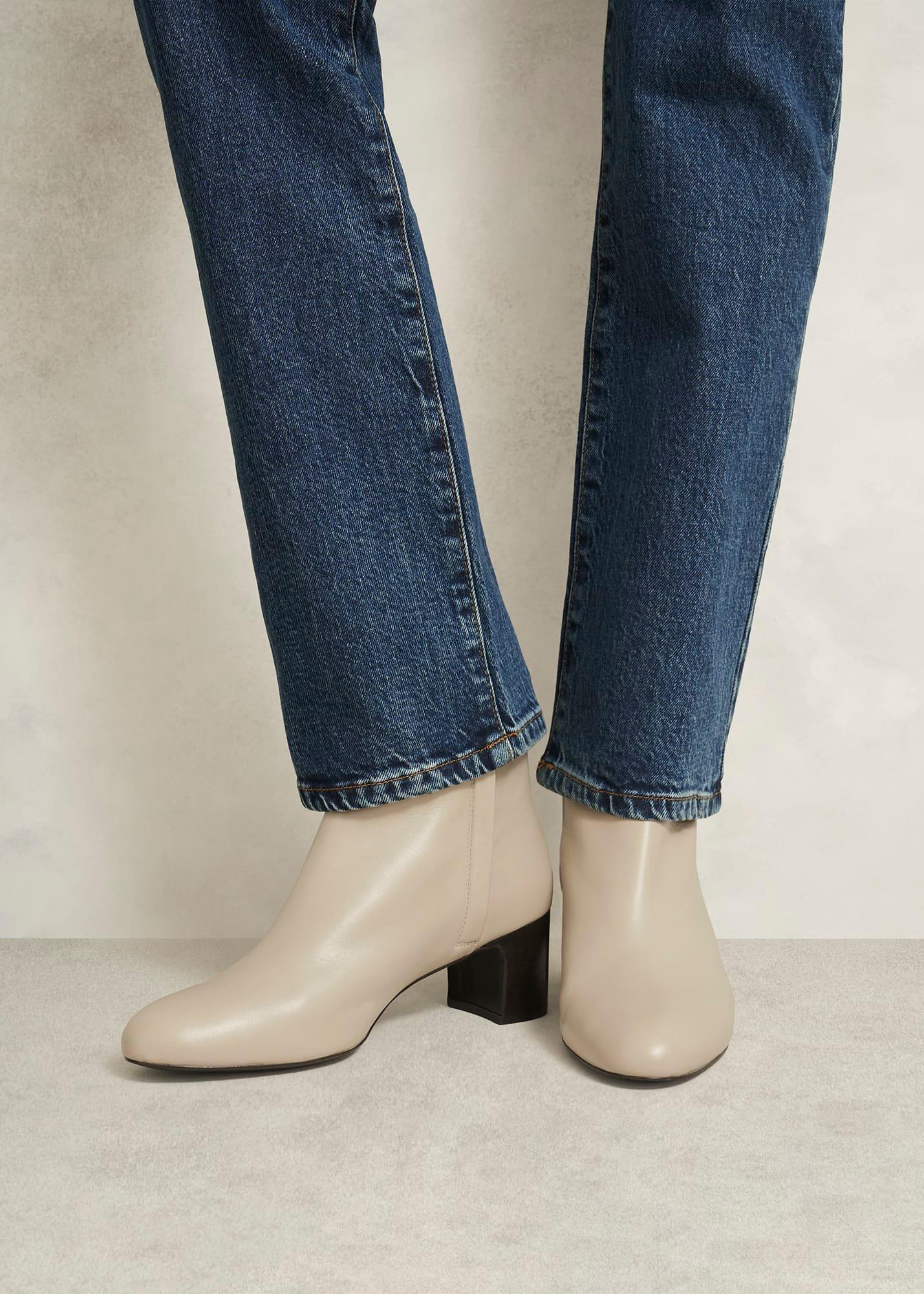 Rochelle Leather Ankle Boots, Light Beige, hi-res