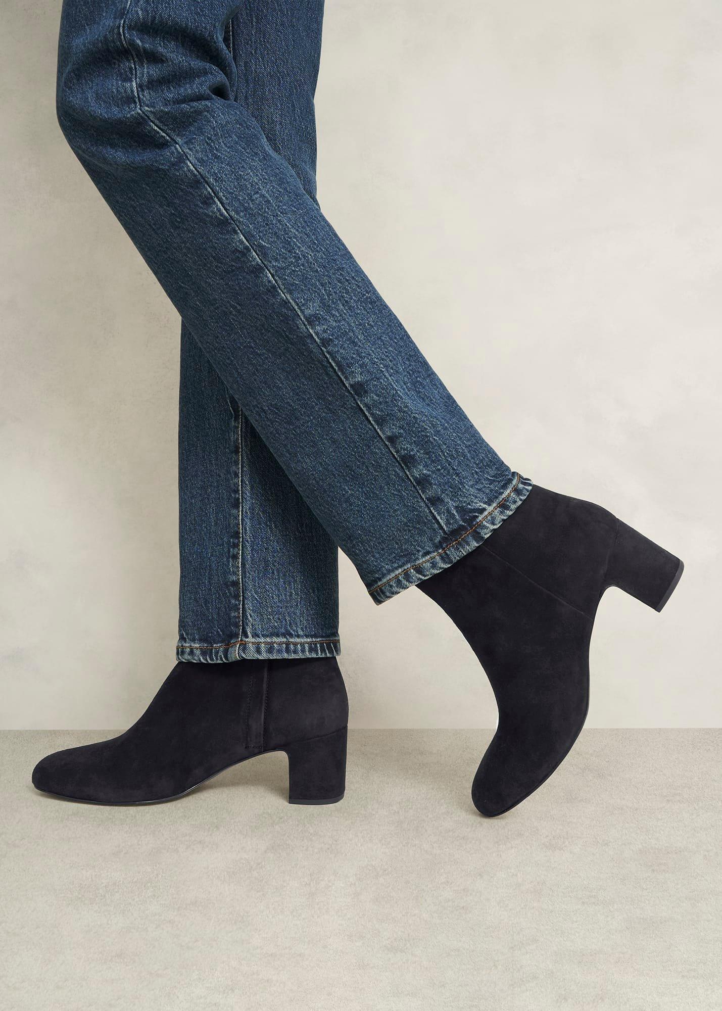 Rochelle Suede Ankle Boots, Black, hi-res