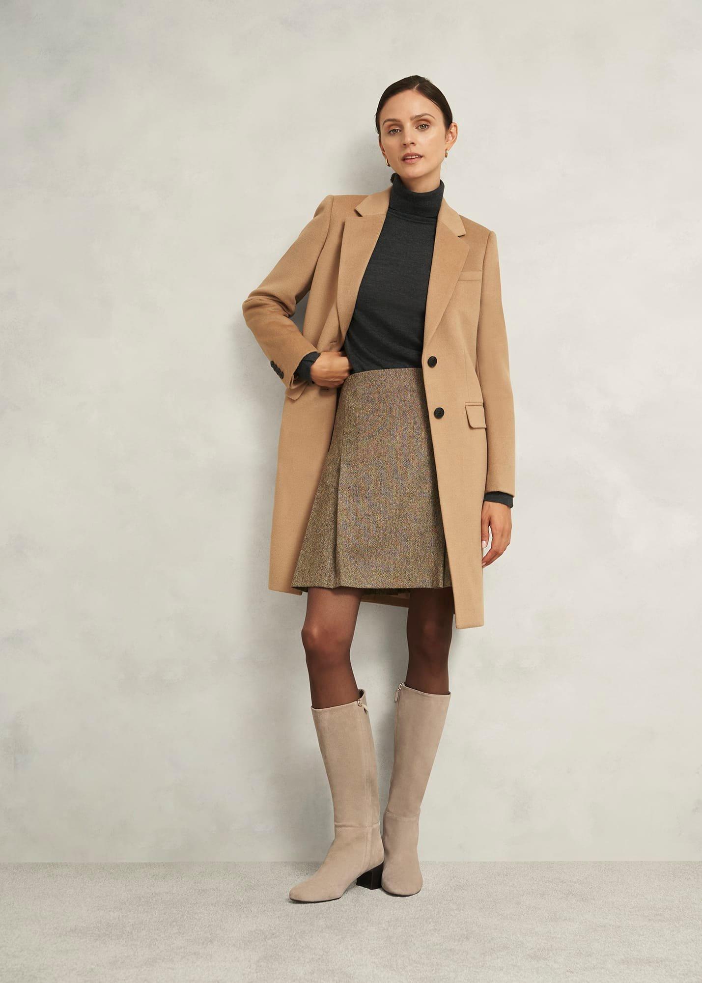 Caroline Suede Knee Boots, Light Beige, hi-res