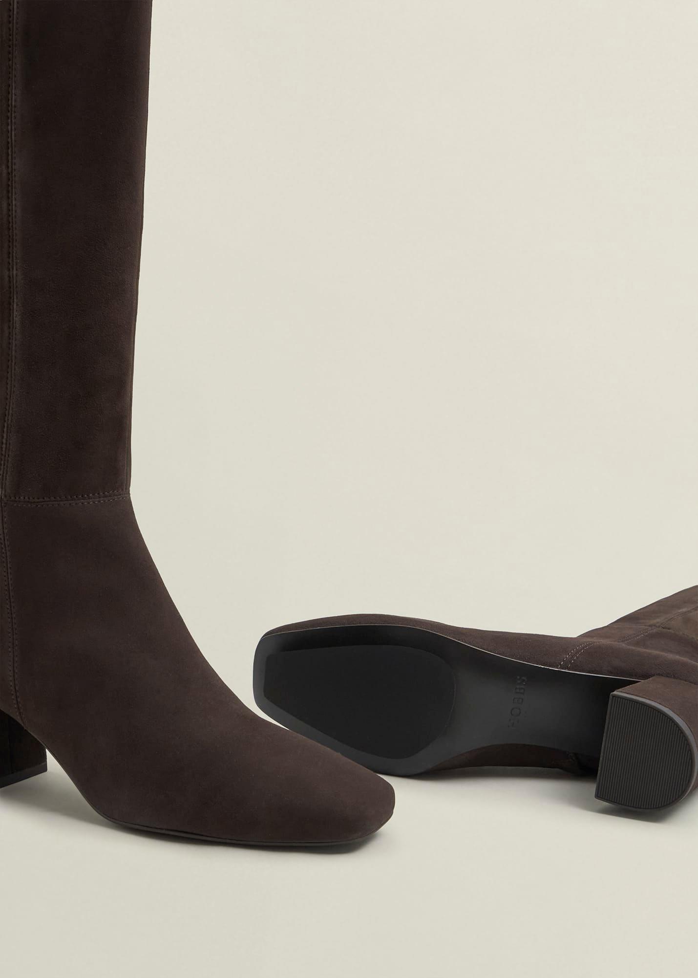 Betsy Suede Knee Boots, Chocolate Brown, hi-res