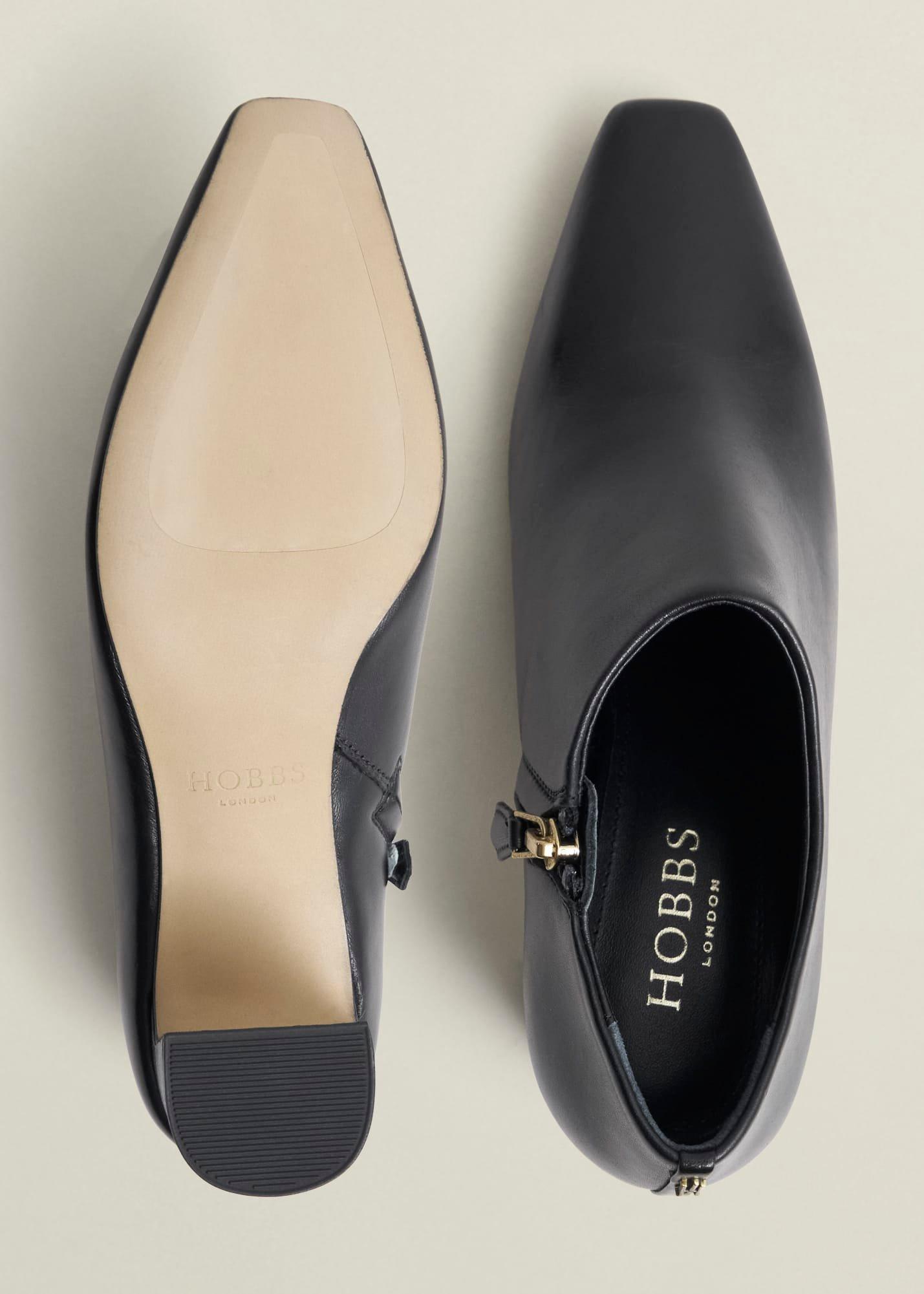 Leona Leather Shoeboots, Black, hi-res