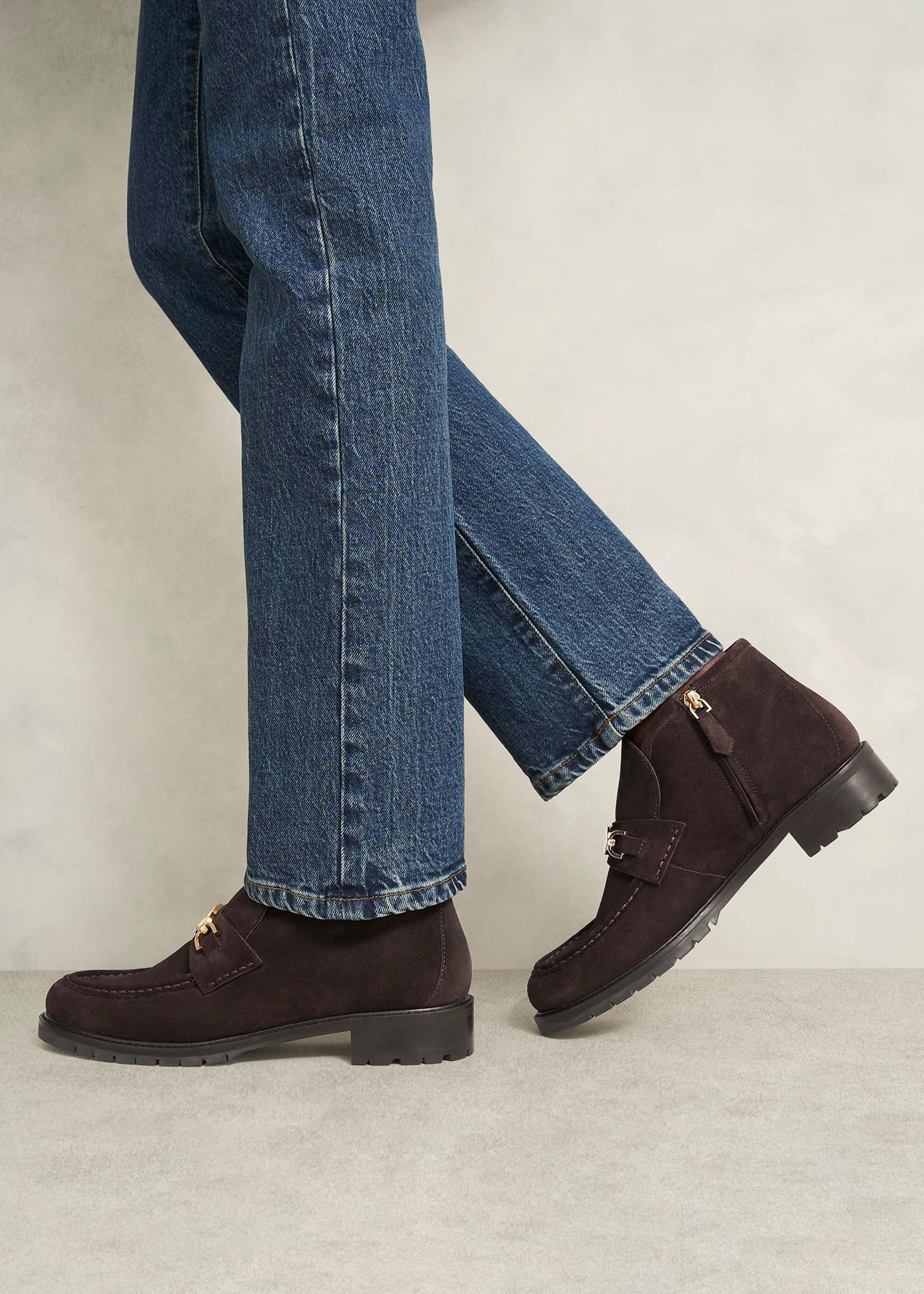 Astrid Suede Ankle Boots, Chocolate Brown, hi-res