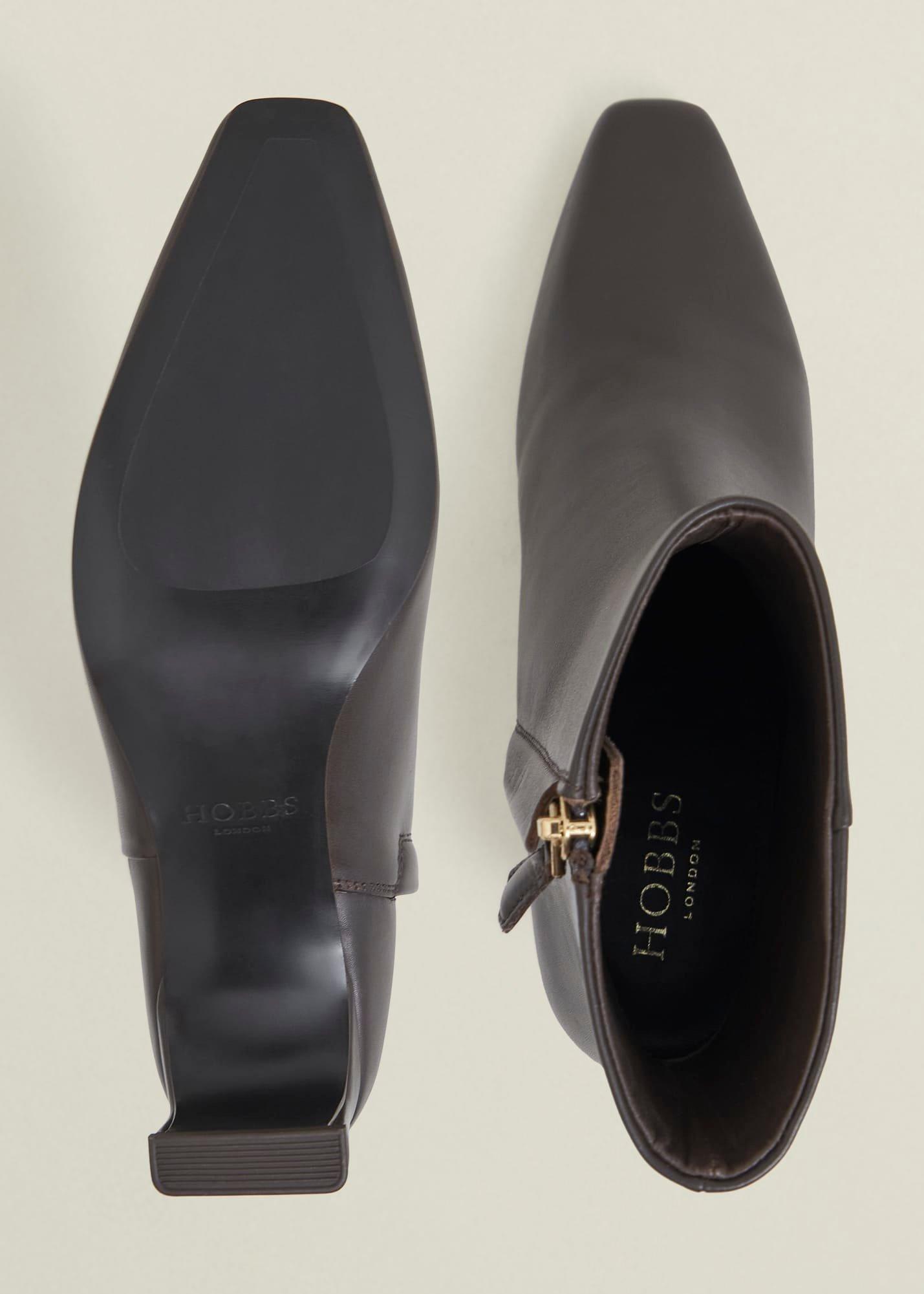 Isla Leather Ankle Boots, Chocolate Brown, hi-res