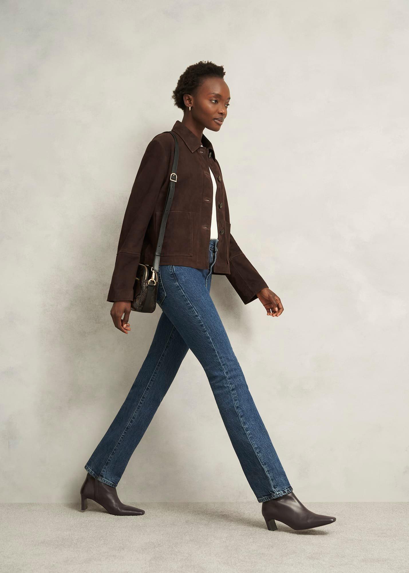 Isla Leather Ankle Boots, Chocolate Brown, hi-res