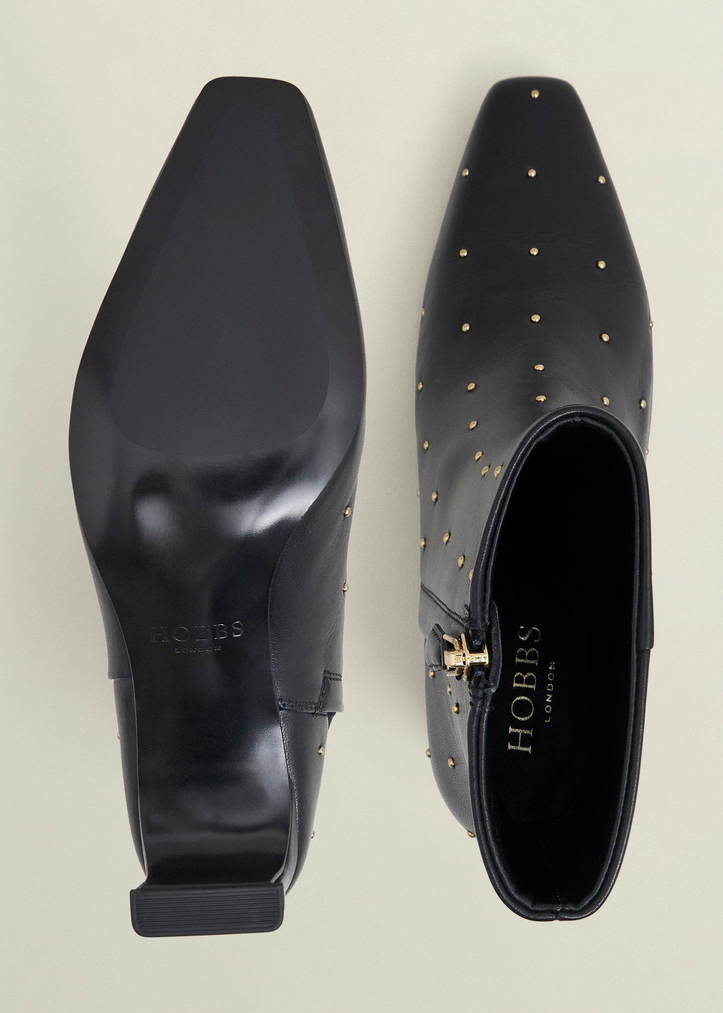 Isla Studded Leather Ankle Boots, Black, hi-res