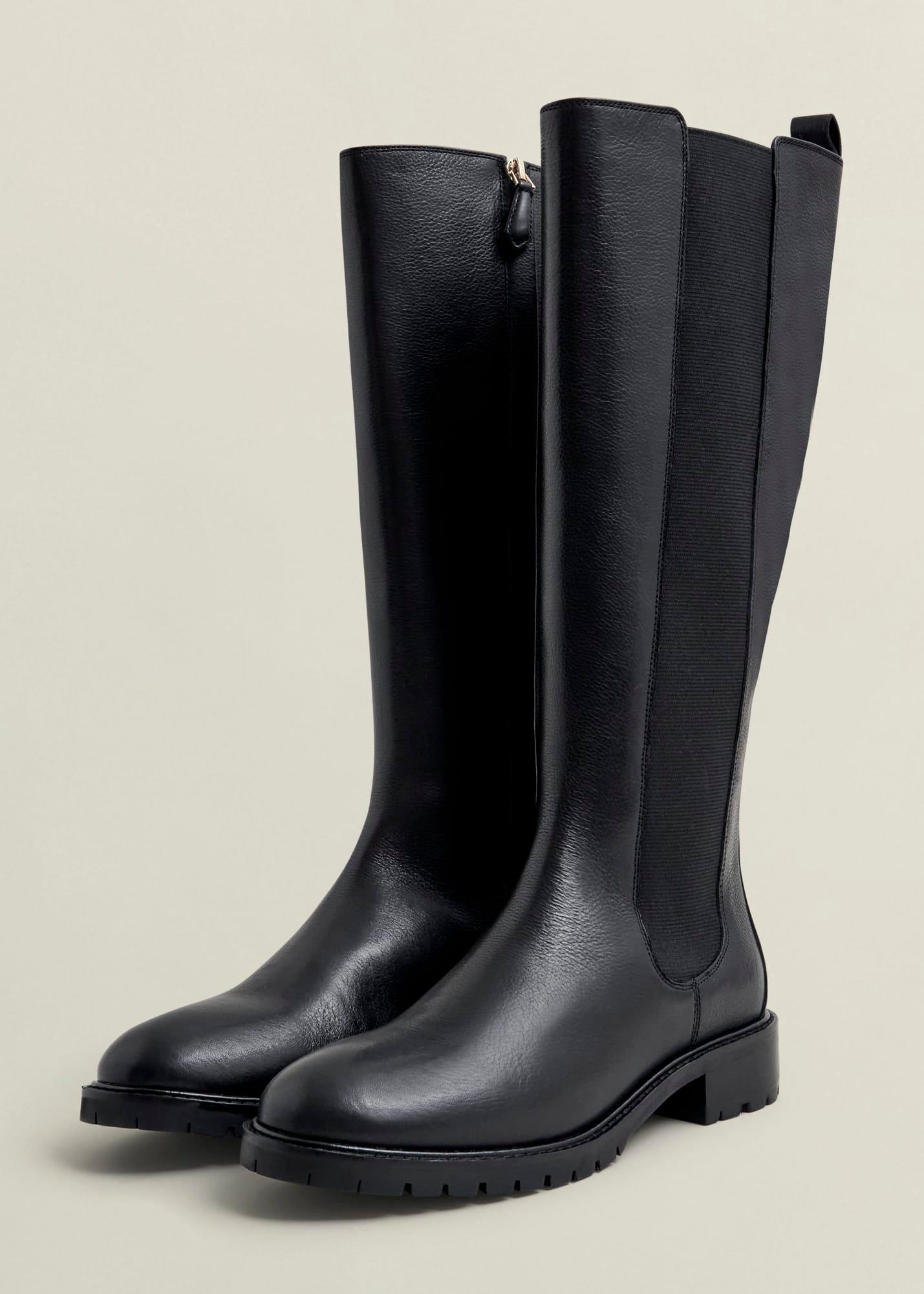 Perrie Knee Boots, Black, hi-res