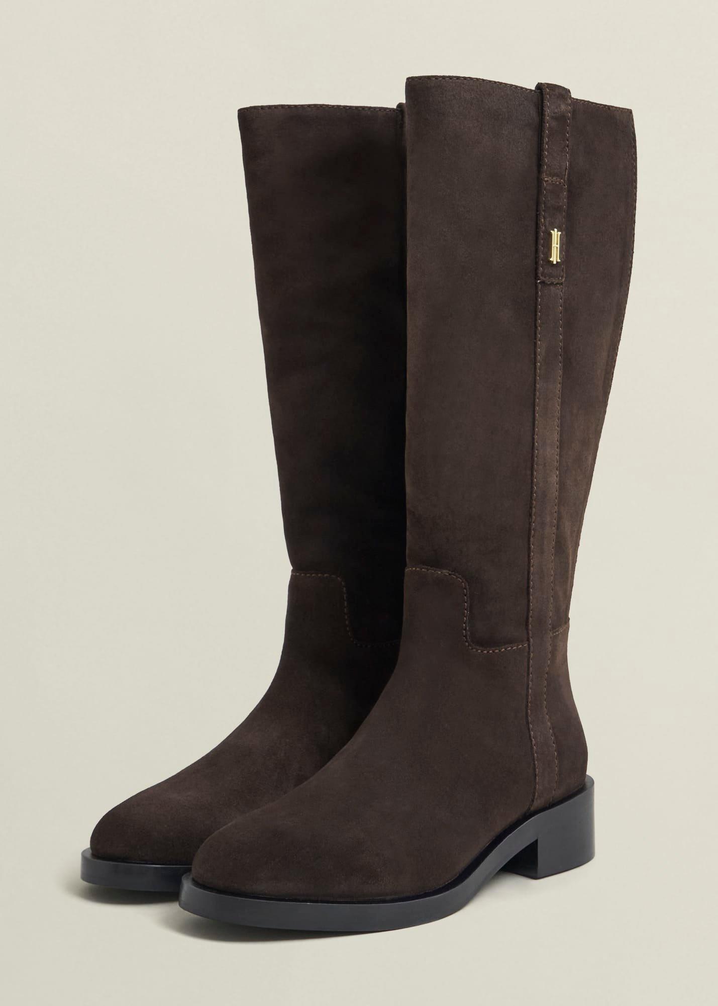 Brienna Suede Knee Boots, Chocolate Brown, hi-res