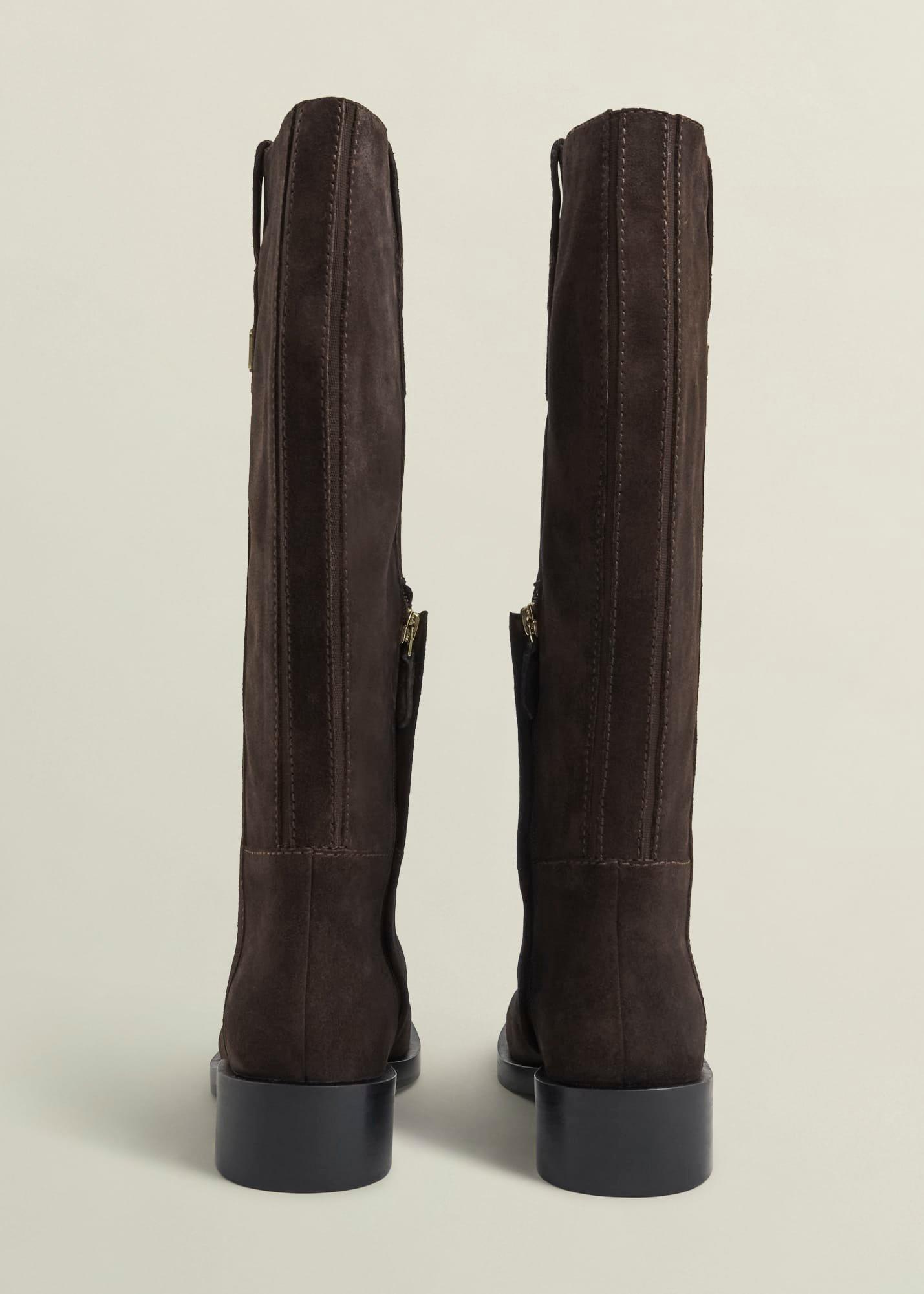 Brienna Suede Knee Boots, Chocolate Brown, hi-res
