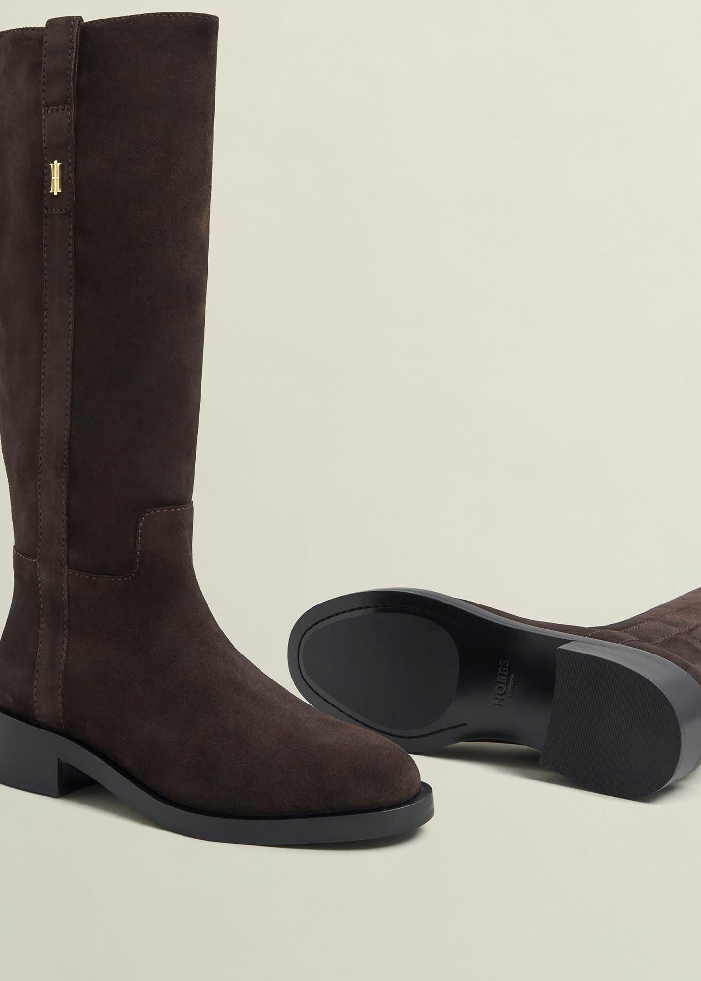 Brienna Suede Knee Boots, Chocolate Brown, hi-res