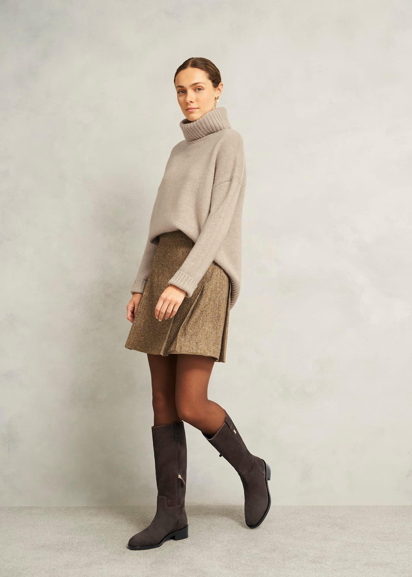 Brienna Suede Knee Boots, Chocolate Brown, hi-res