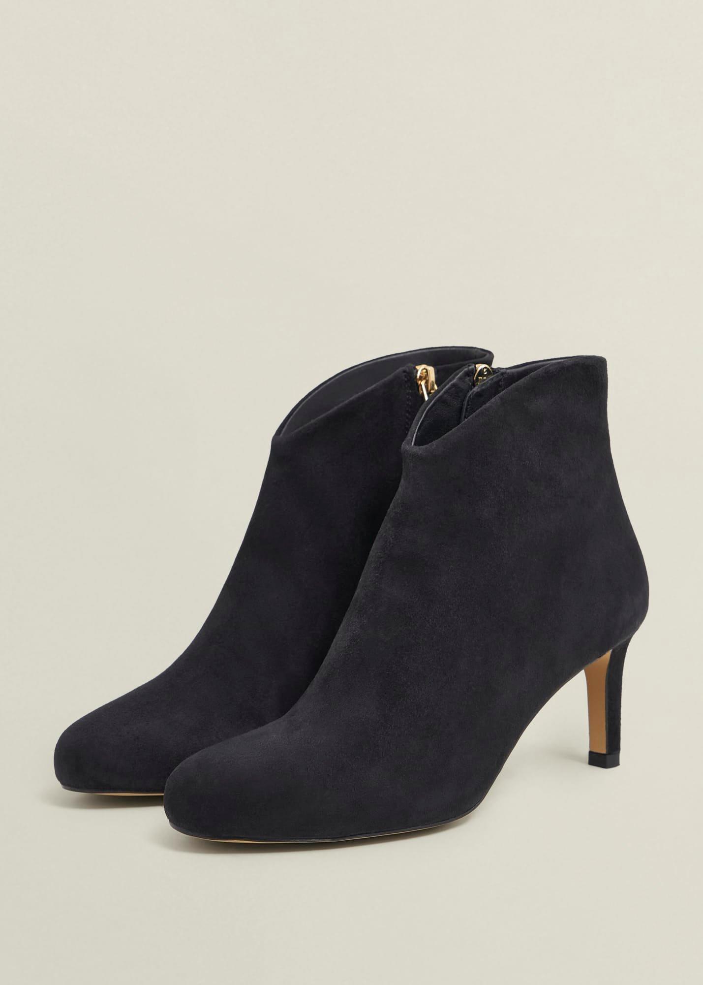 Lizzie Suede Ankle Boots, Black, hi-res