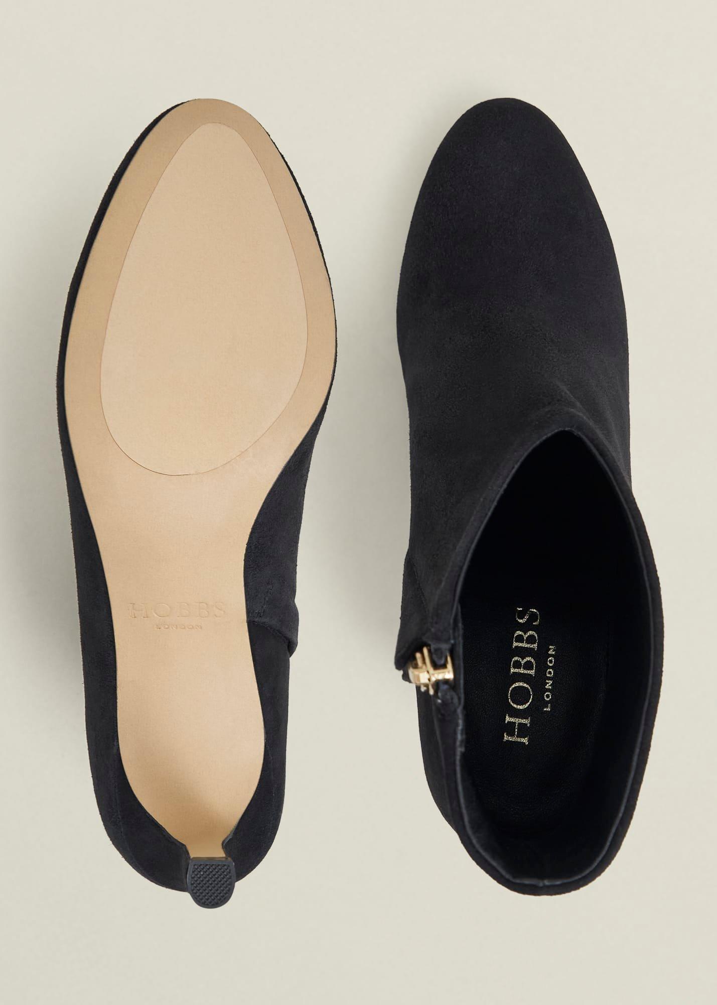 Lizzie Suede Ankle Boots, Black, hi-res