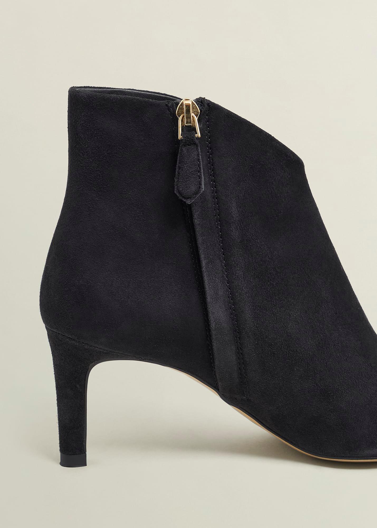 Lizzie Suede Ankle Boots, Black, hi-res