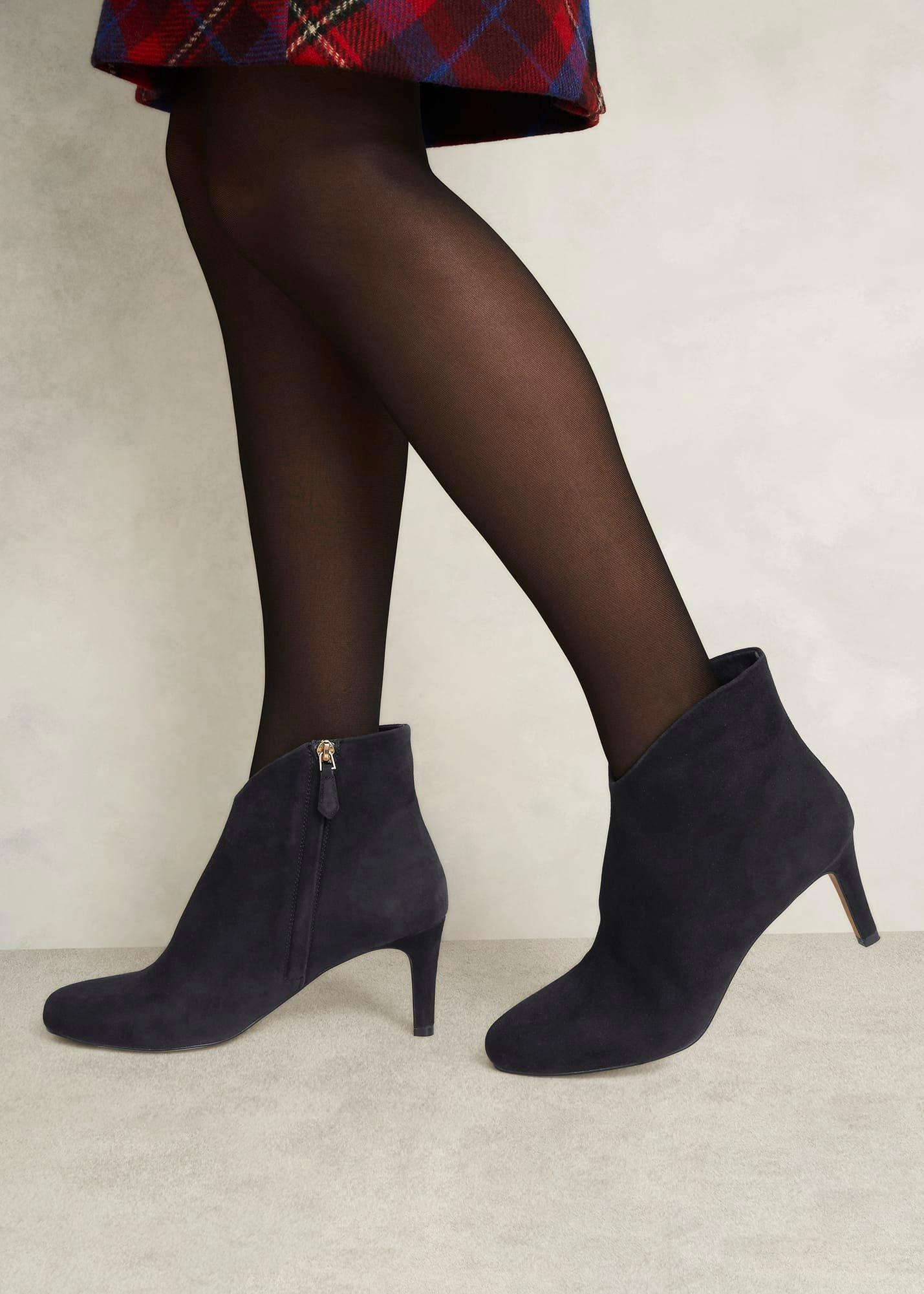 Lizzie Suede Ankle Boots, Black, hi-res