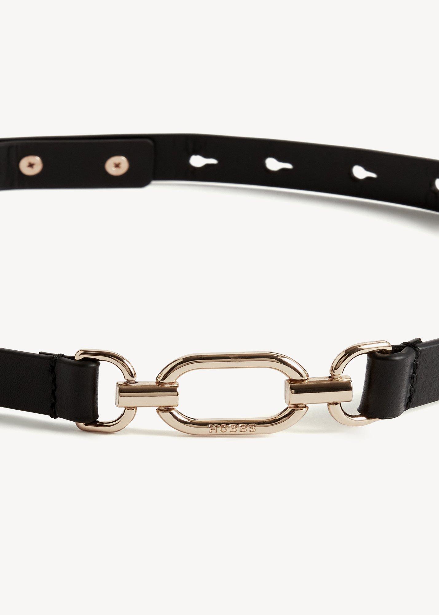 Cecelia Leather Belt, Black, hi-res