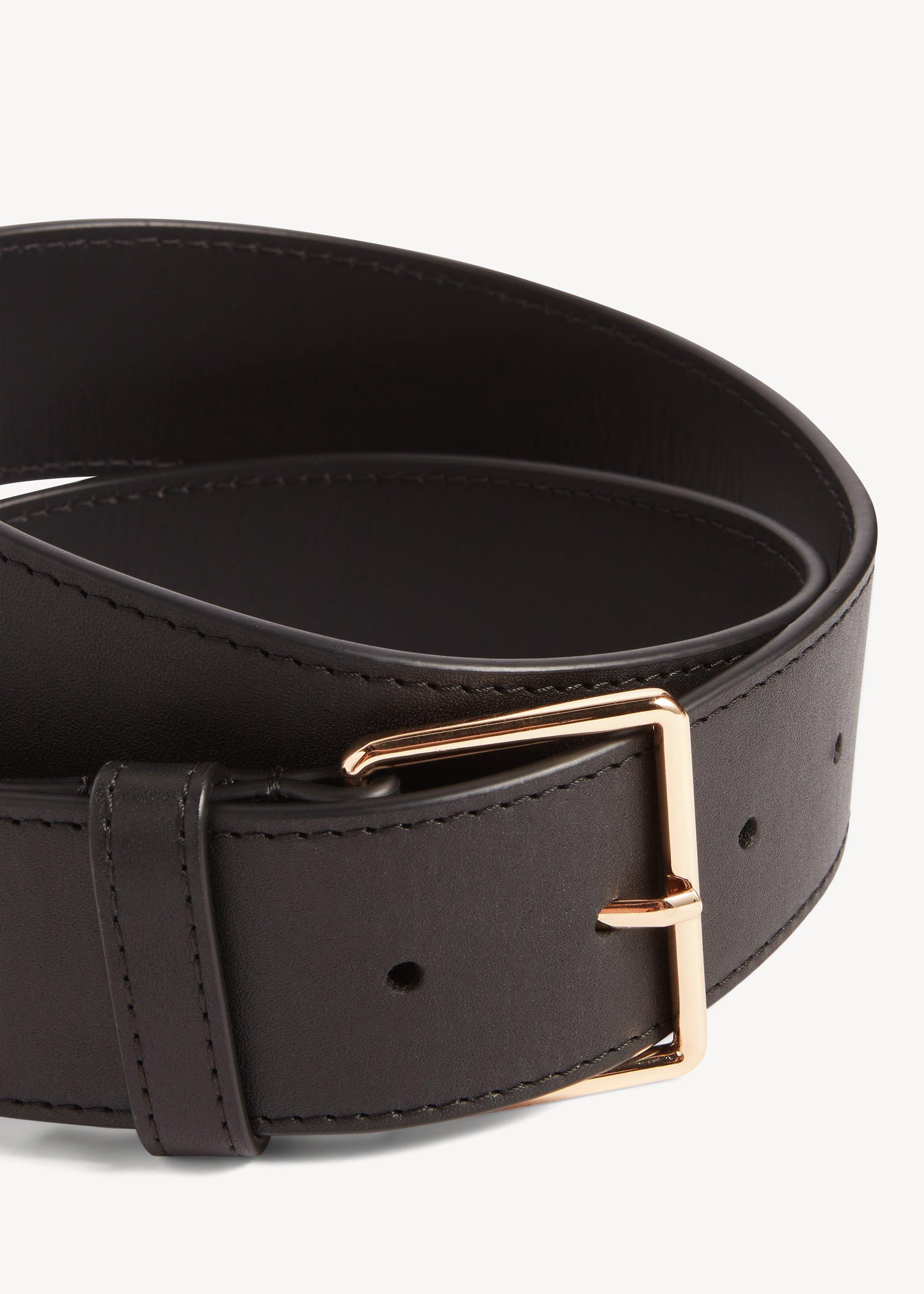 Andrea Leather Belt, Black, hi-res