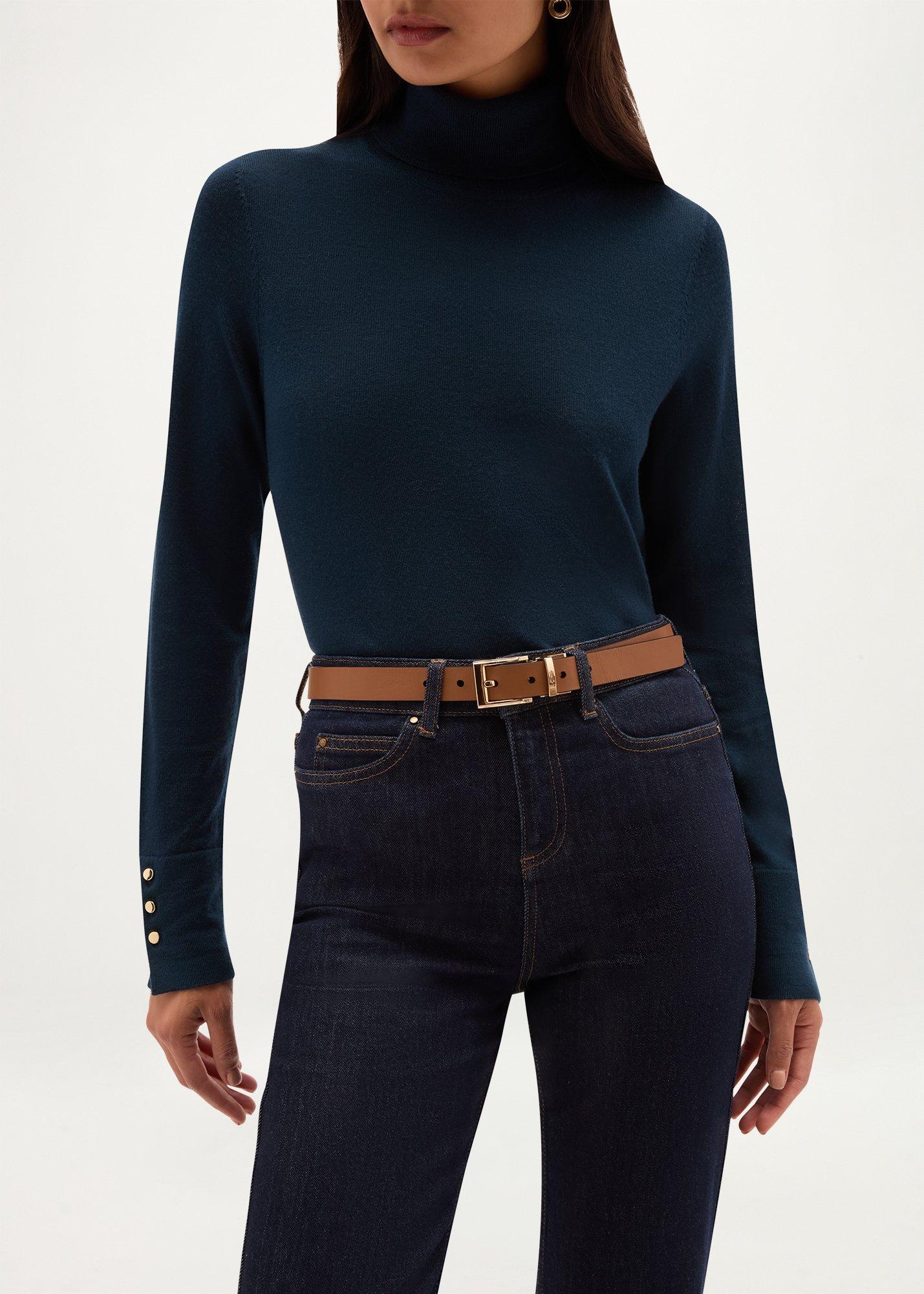 Pauline Leather Reversible Belt, Tan Black, hi-res