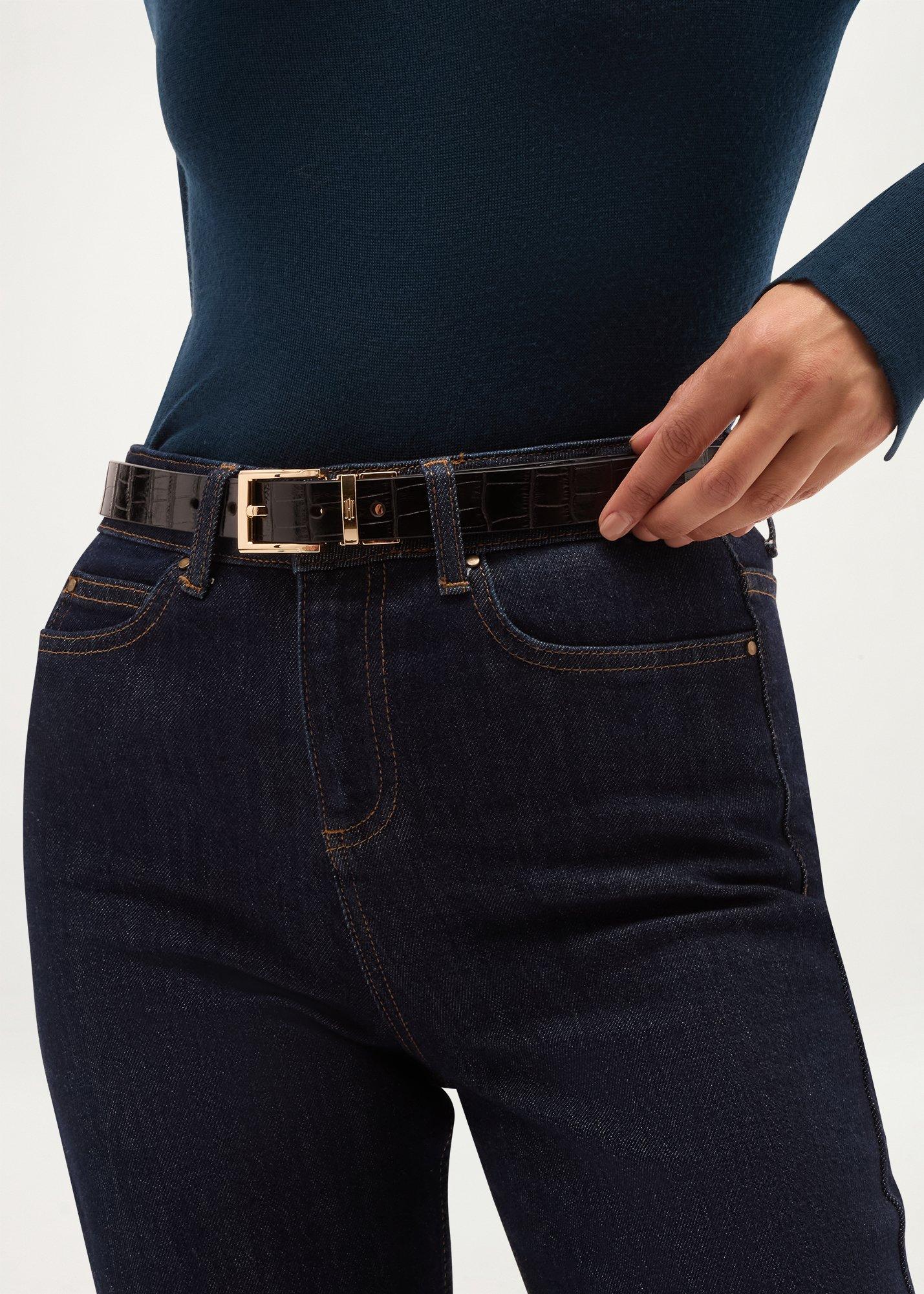 Pauline Leather Reversible Belt, Tan Black, hi-res