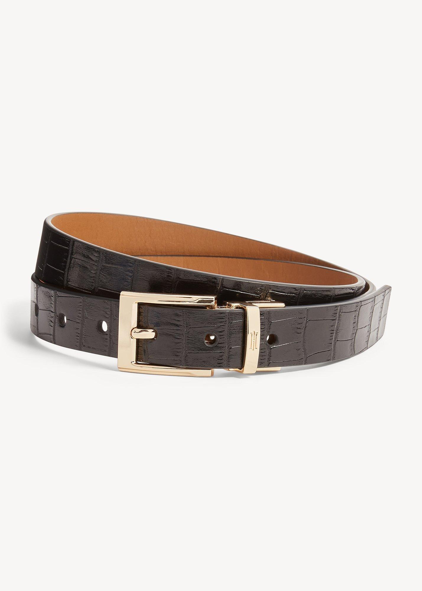 Pauline Leather Reversible Belt, Tan Black, hi-res