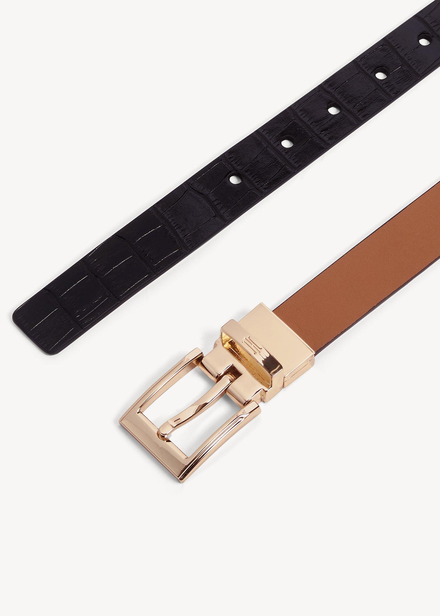 Pauline Leather Reversible Belt, Tan Black, hi-res