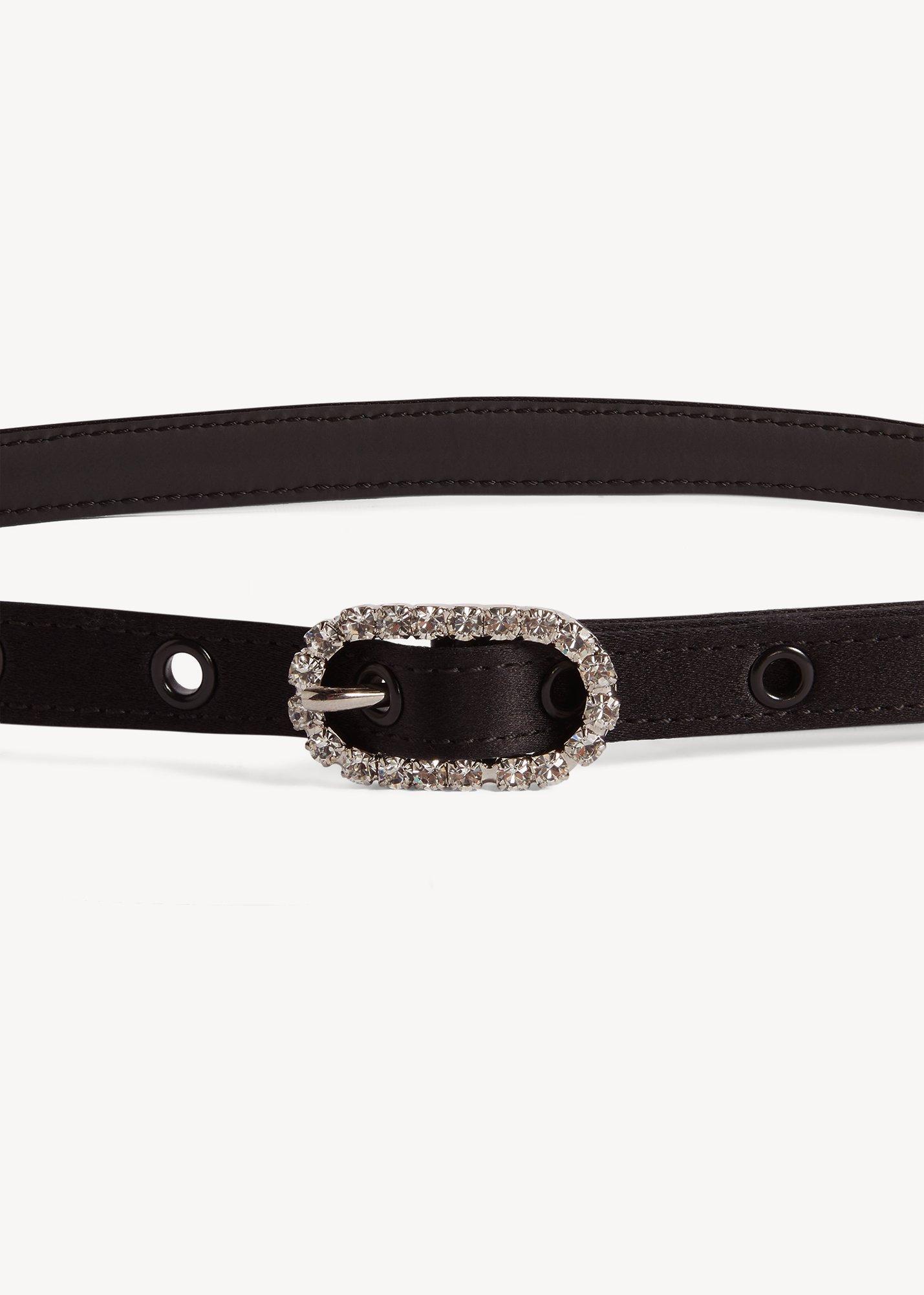 Carolyn Satin Belt, Black, hi-res