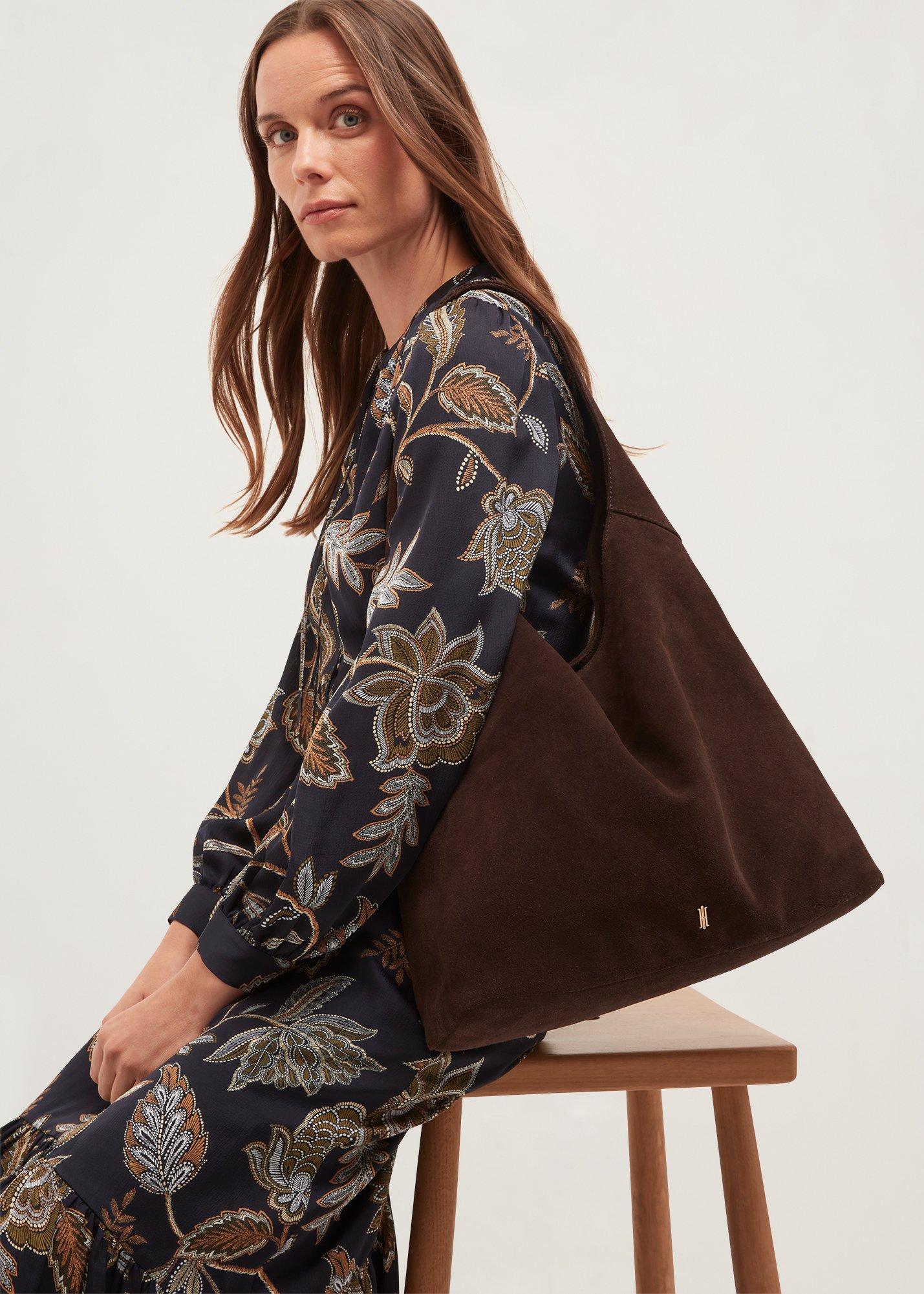 Blakely Suede Hobo Bag, Alder Brown, hi-res