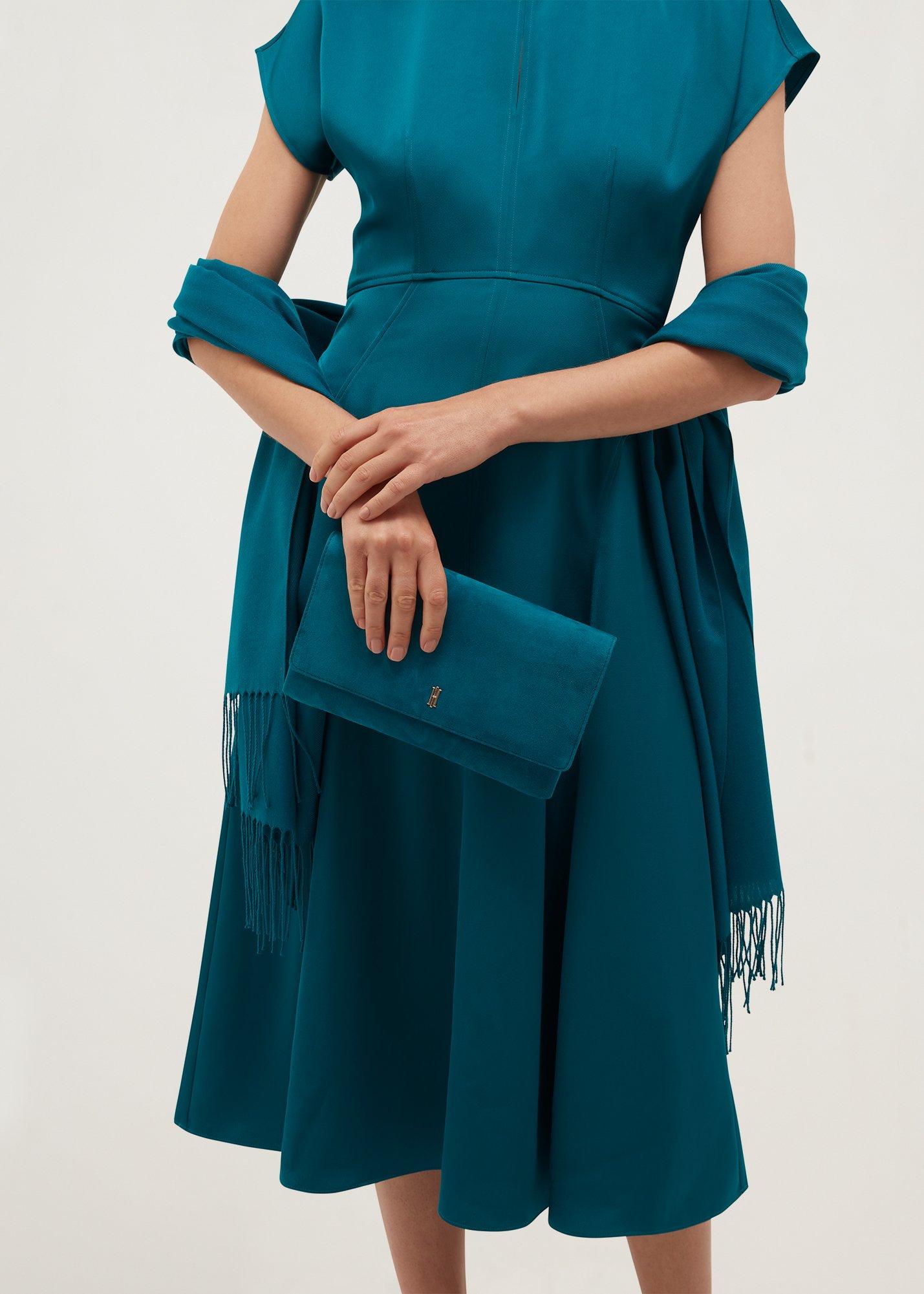 Ashley Suede Clutch, Lagoon Blue, hi-res