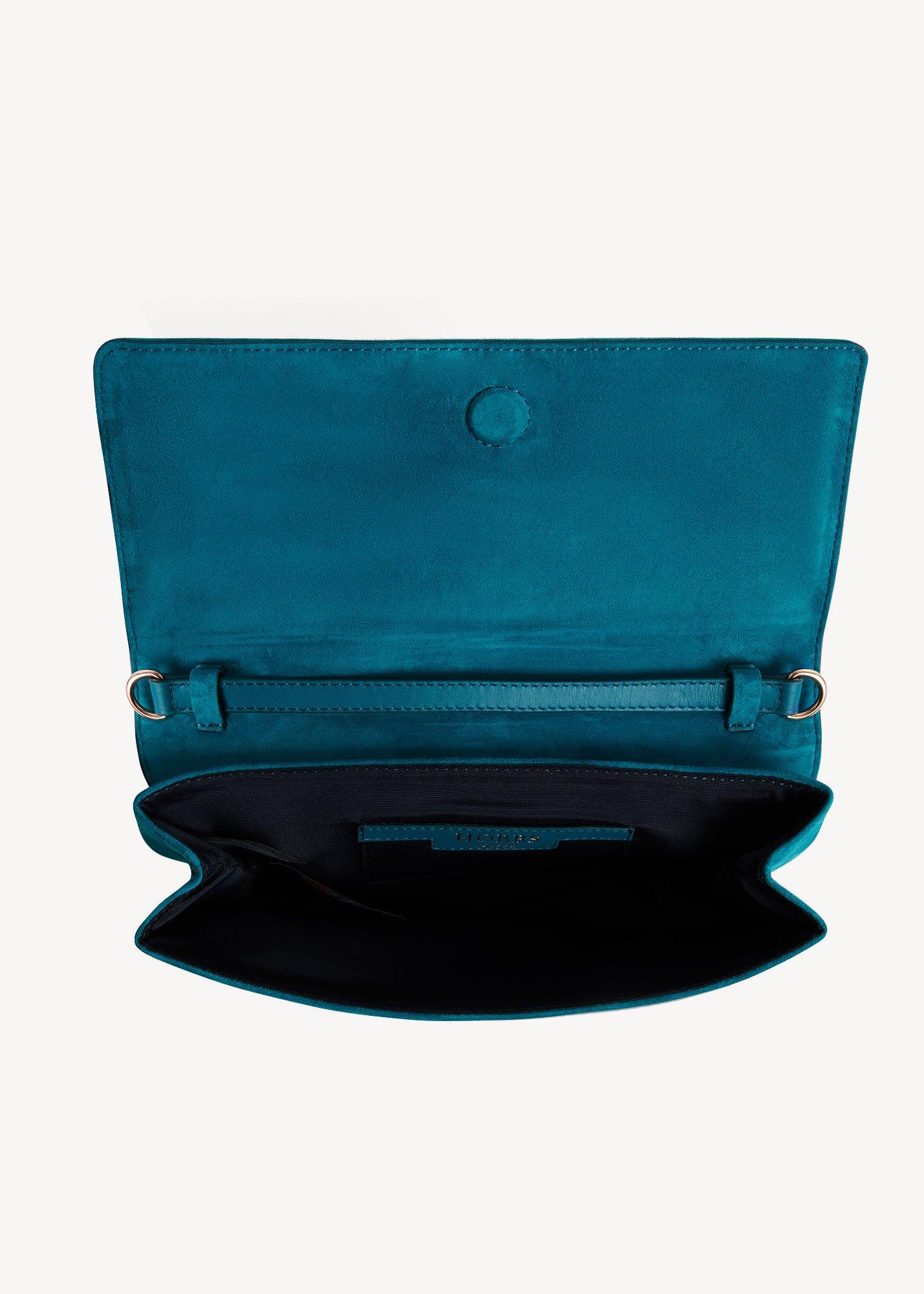 Ashley Suede Clutch, Lagoon Blue, hi-res