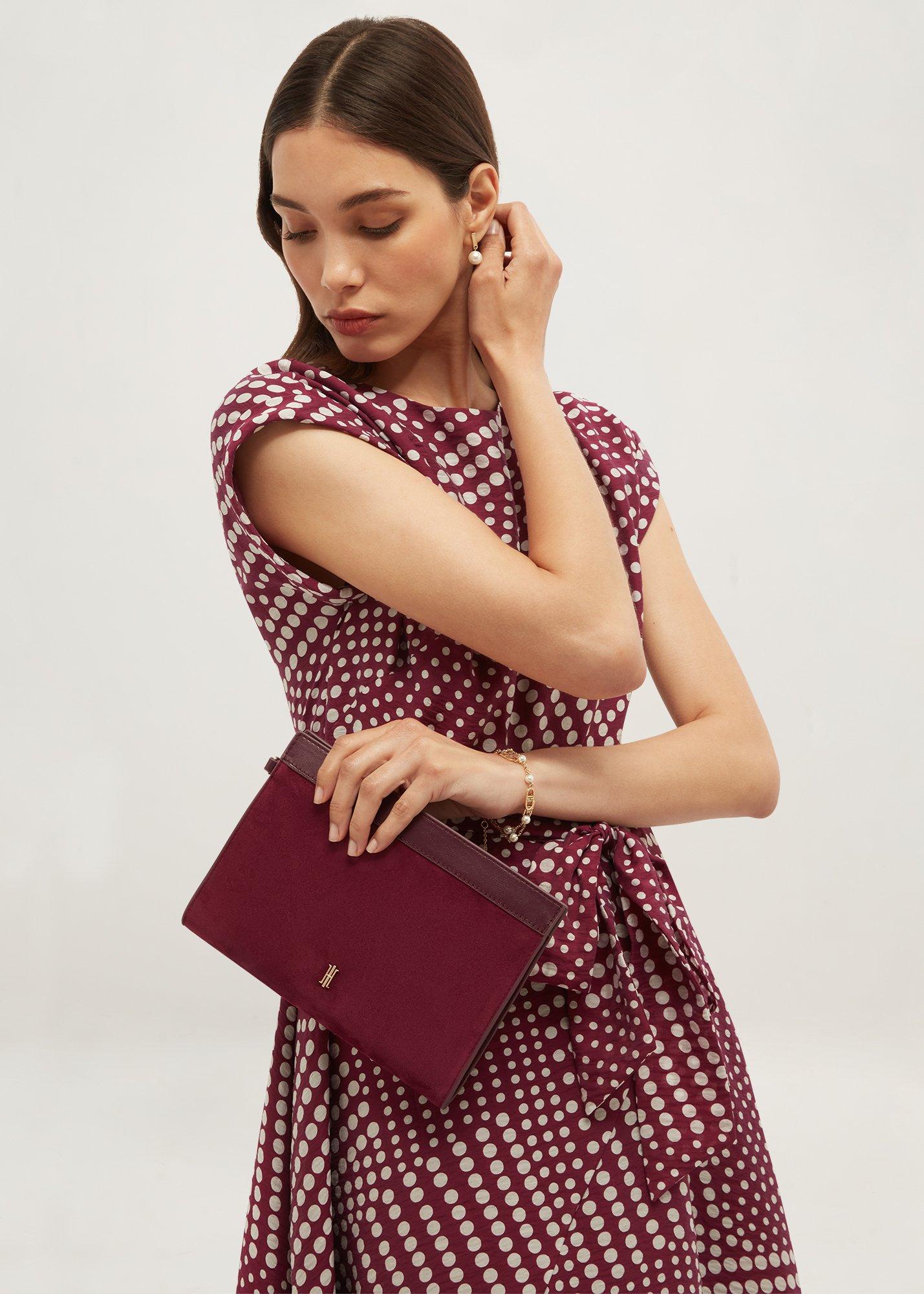 Catherine Suede Wristlet, Warm Plum, hi-res