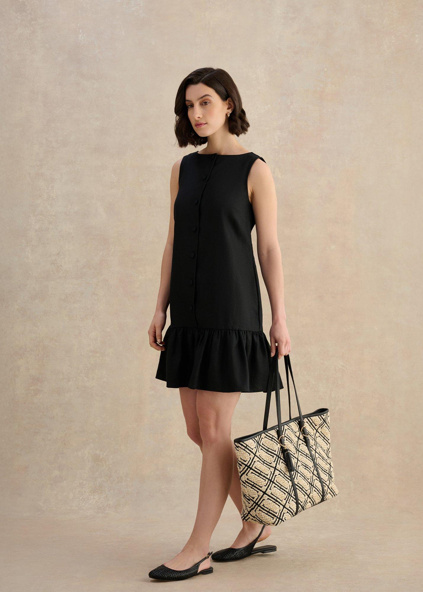 Kyra Raffia Tote Bag, Natural Black, hi-res