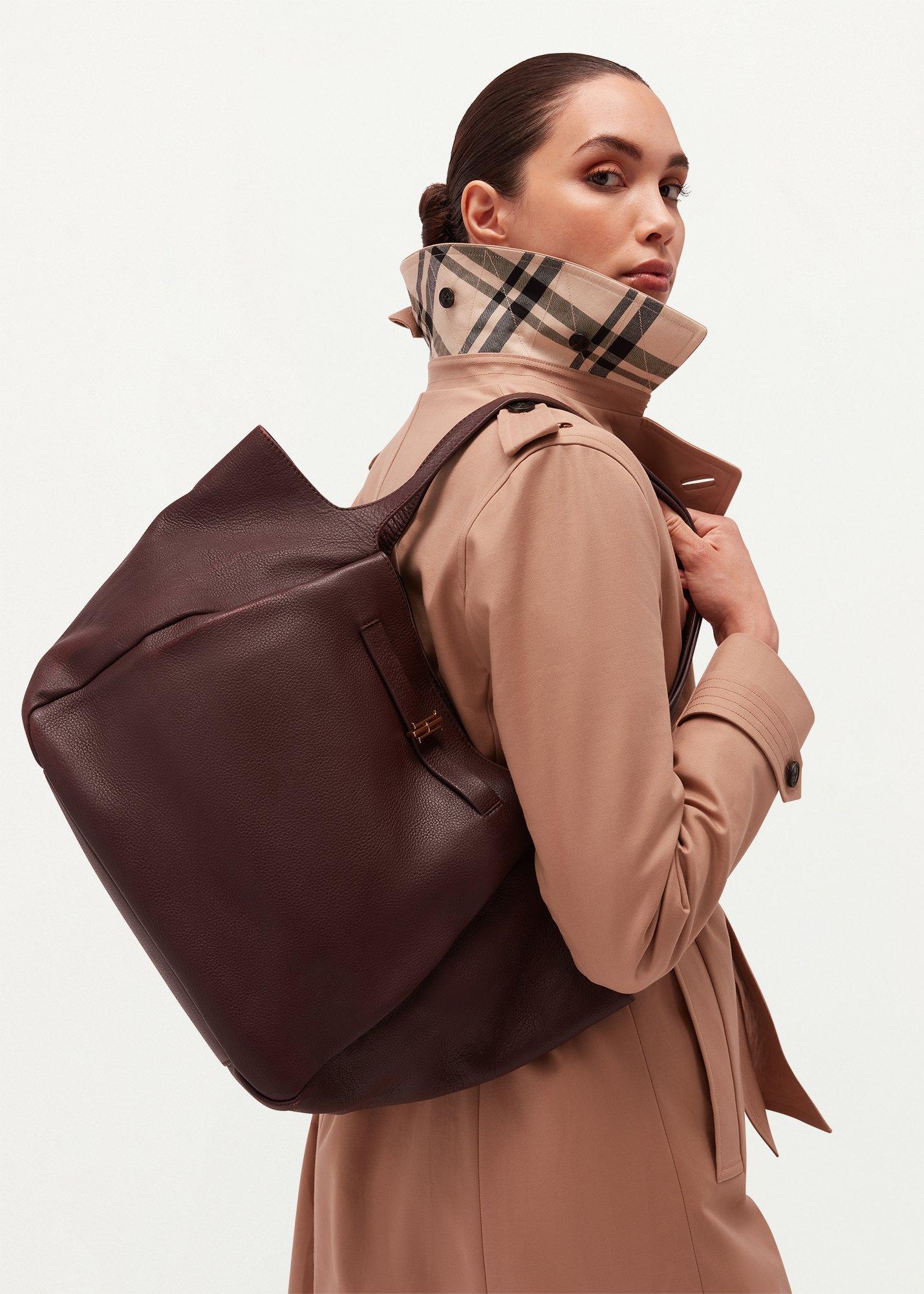 Myla Leather Tote, Fig Purple, hi-res