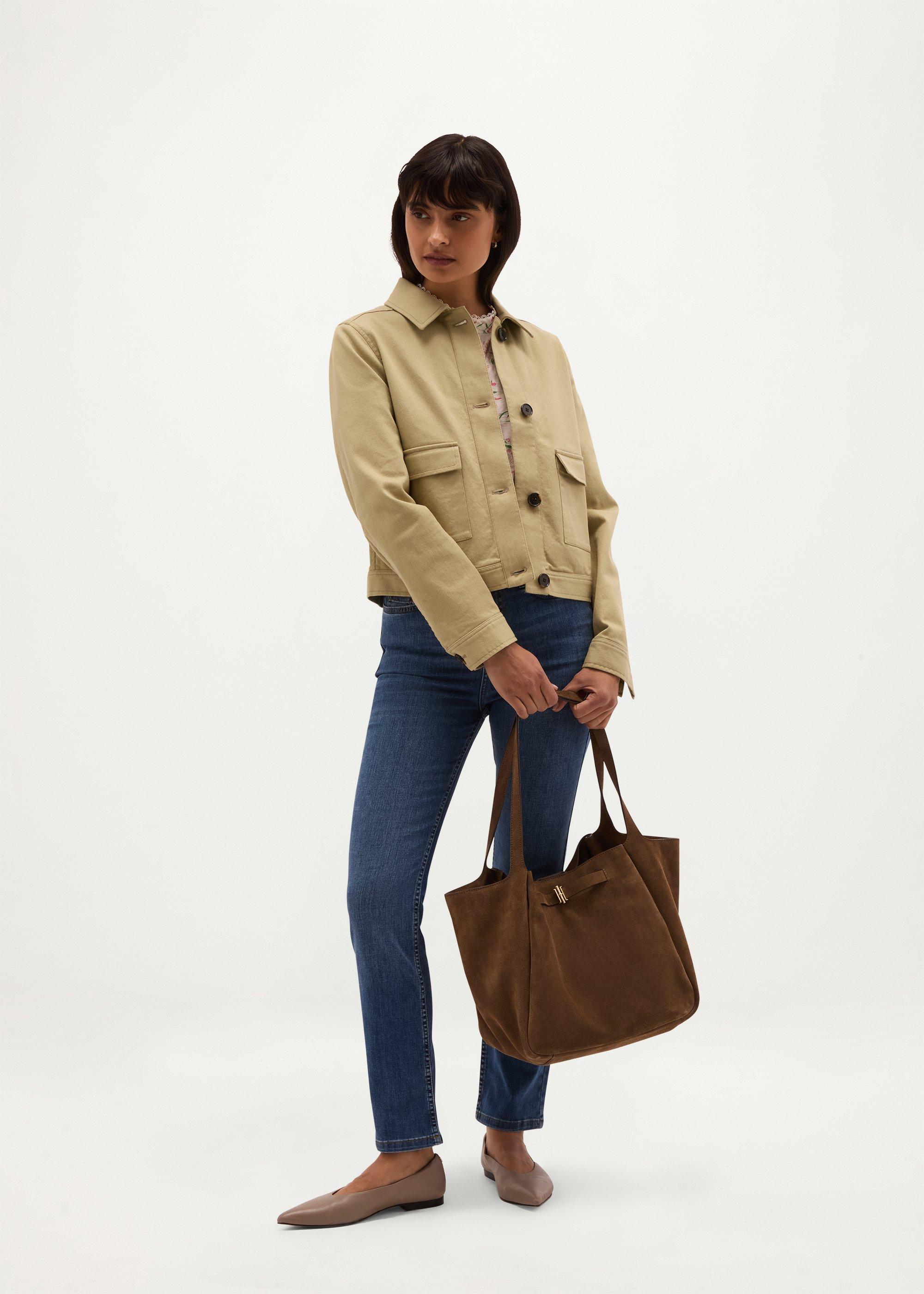 Myla Suede Tote, Olive, hi-res