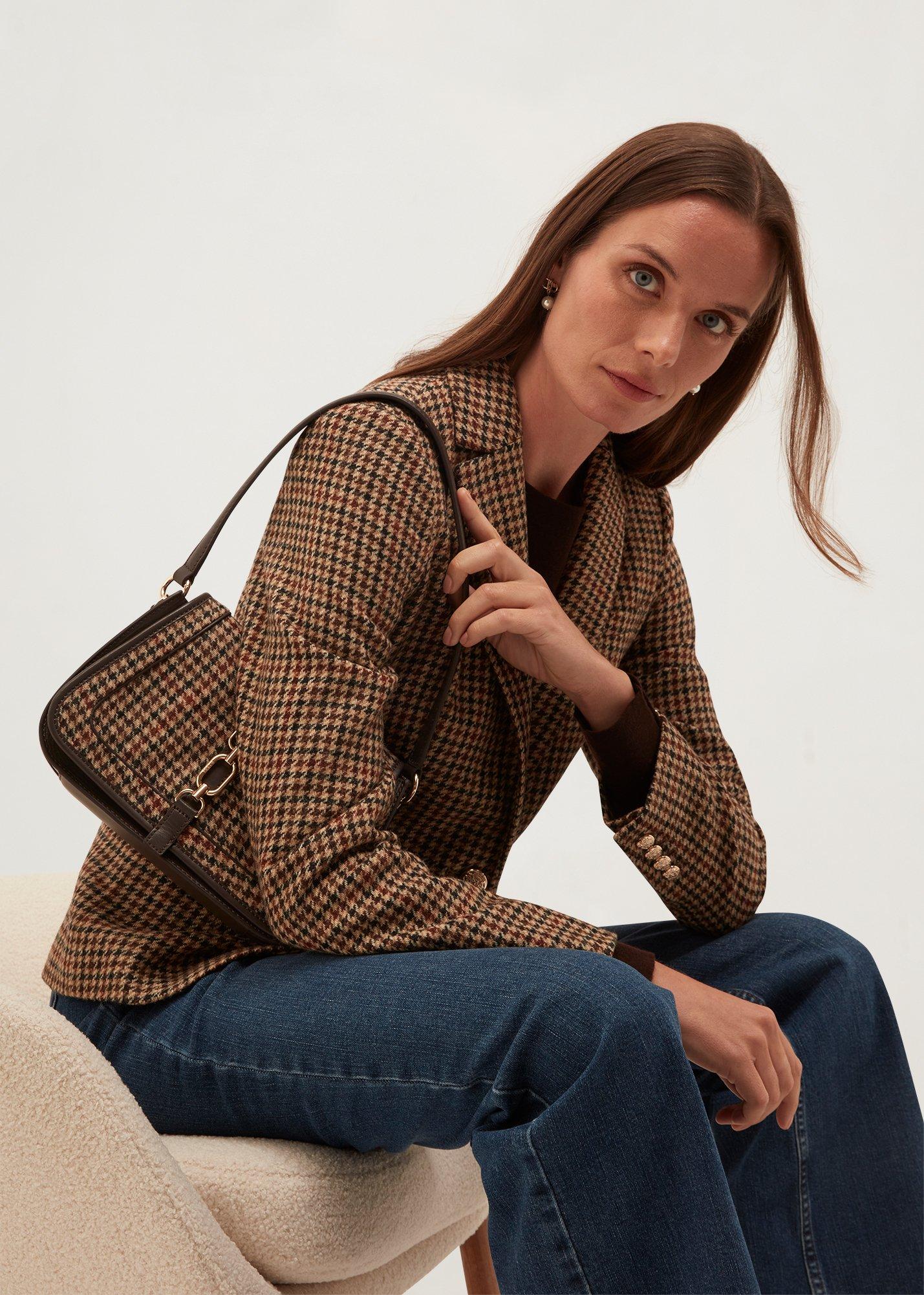 Wren Wool and Leather Crossbody Bag, Brown Multi, hi-res