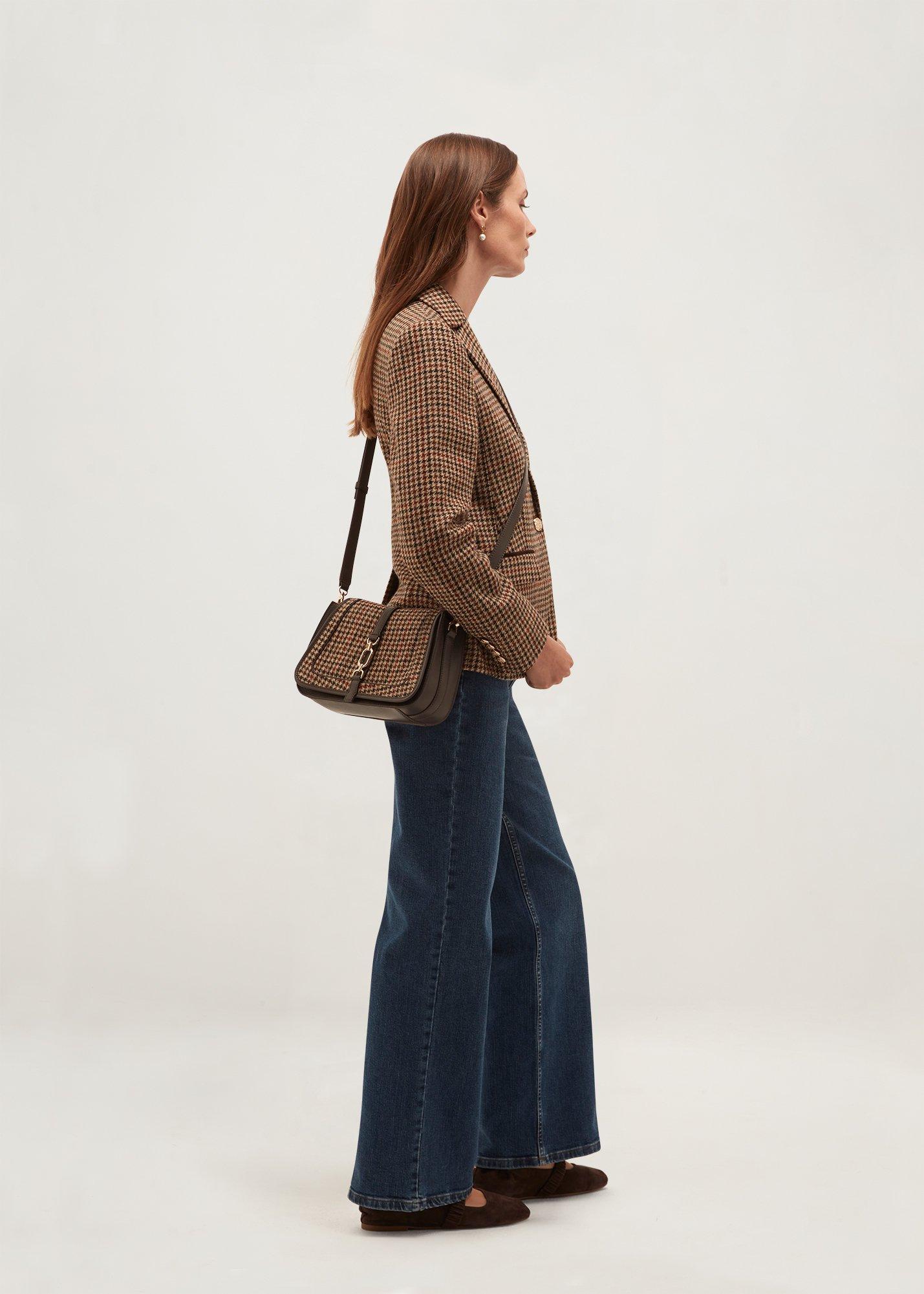 Wren Wool and Leather Crossbody Bag, Brown Multi, hi-res